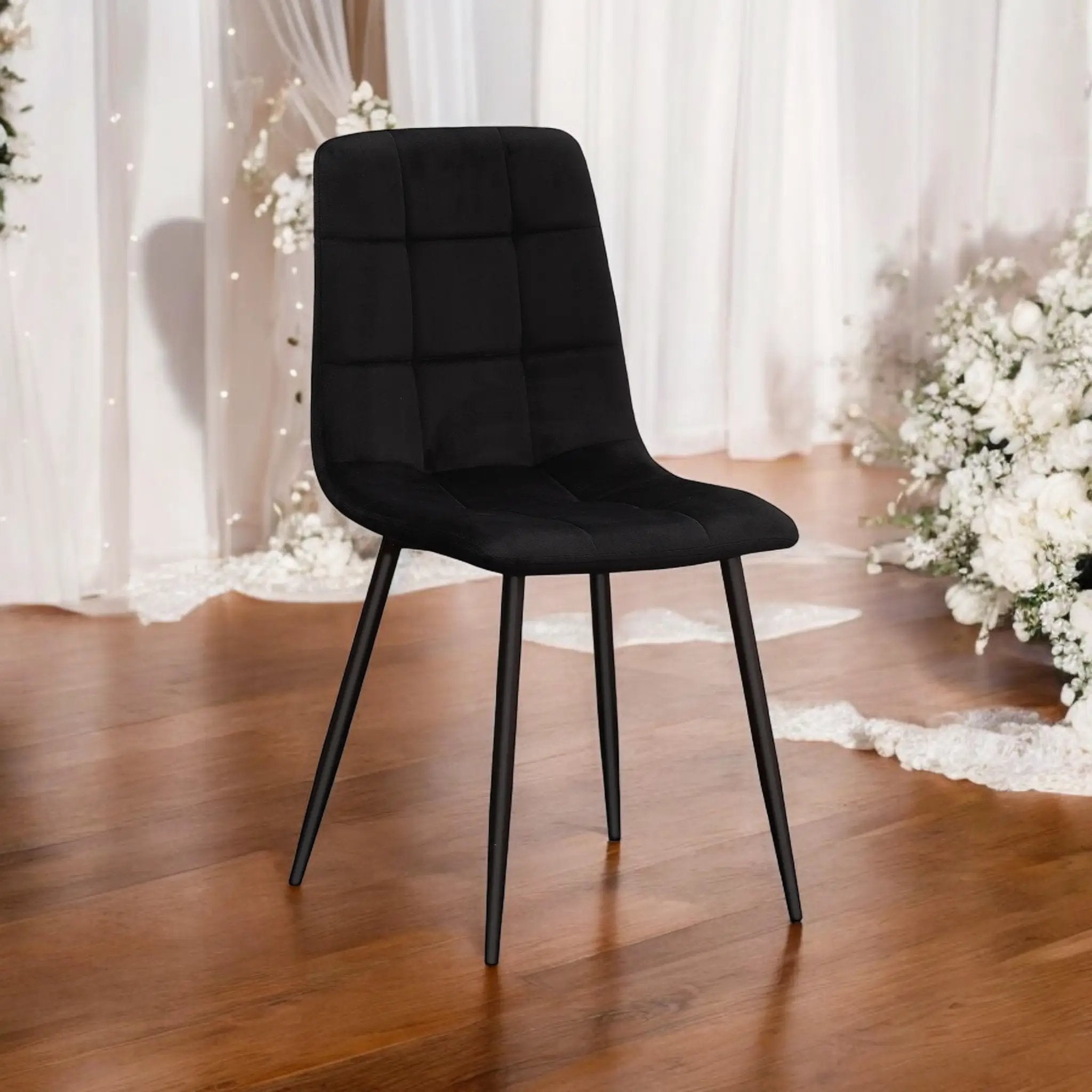 MSL BLACK FABRIC CHAIR BLACK METAL LEGS - Dining Chairs
