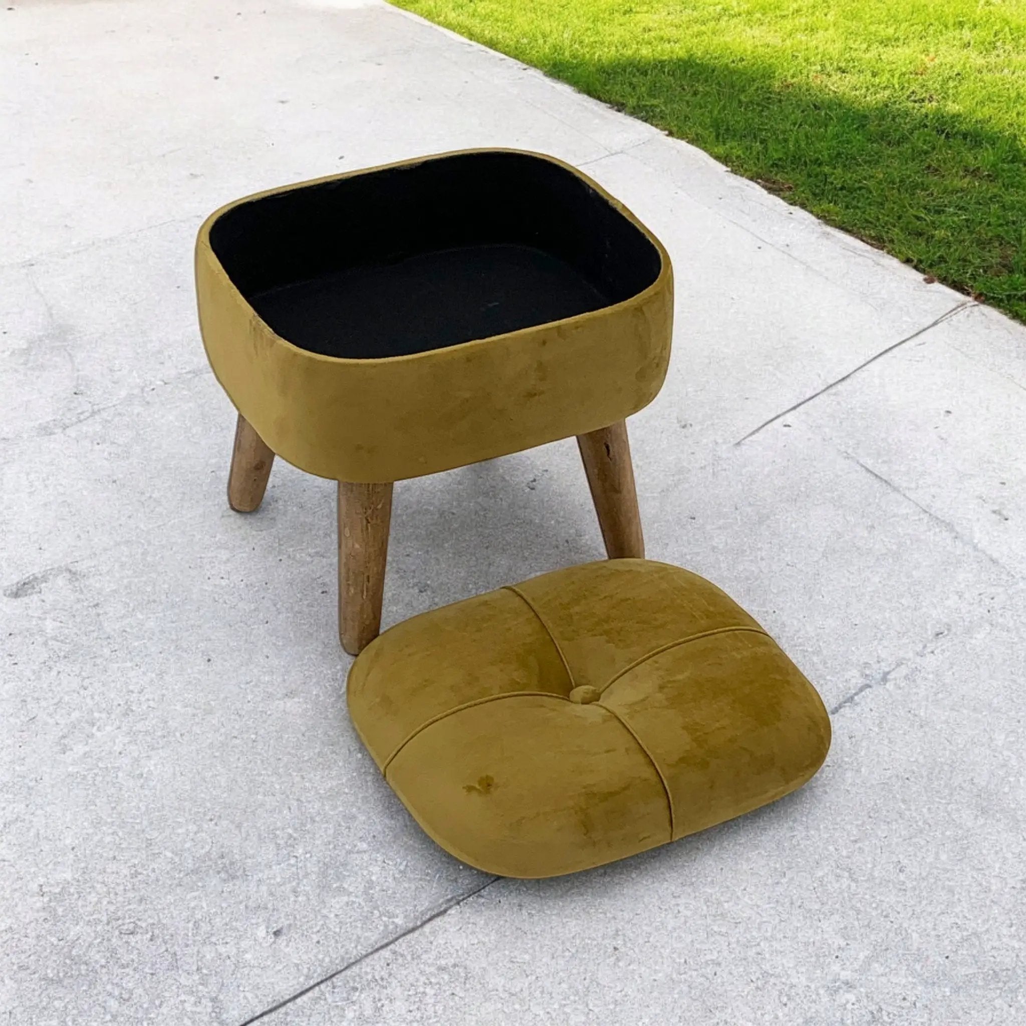 MSL YELLOW WOODEN STOOL - Footstool