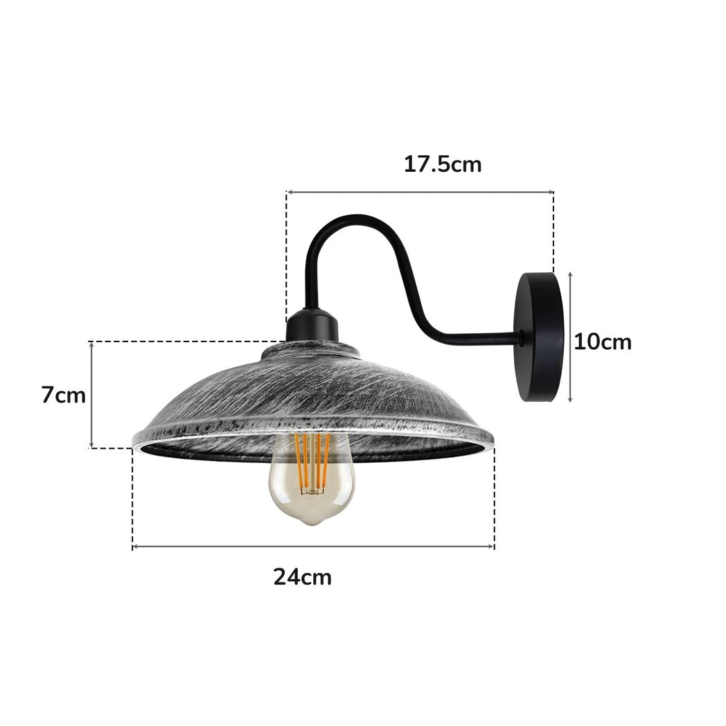 Brushed Silver Wall Light Fixture Swan Neck Hemisphere Home by Un-branded