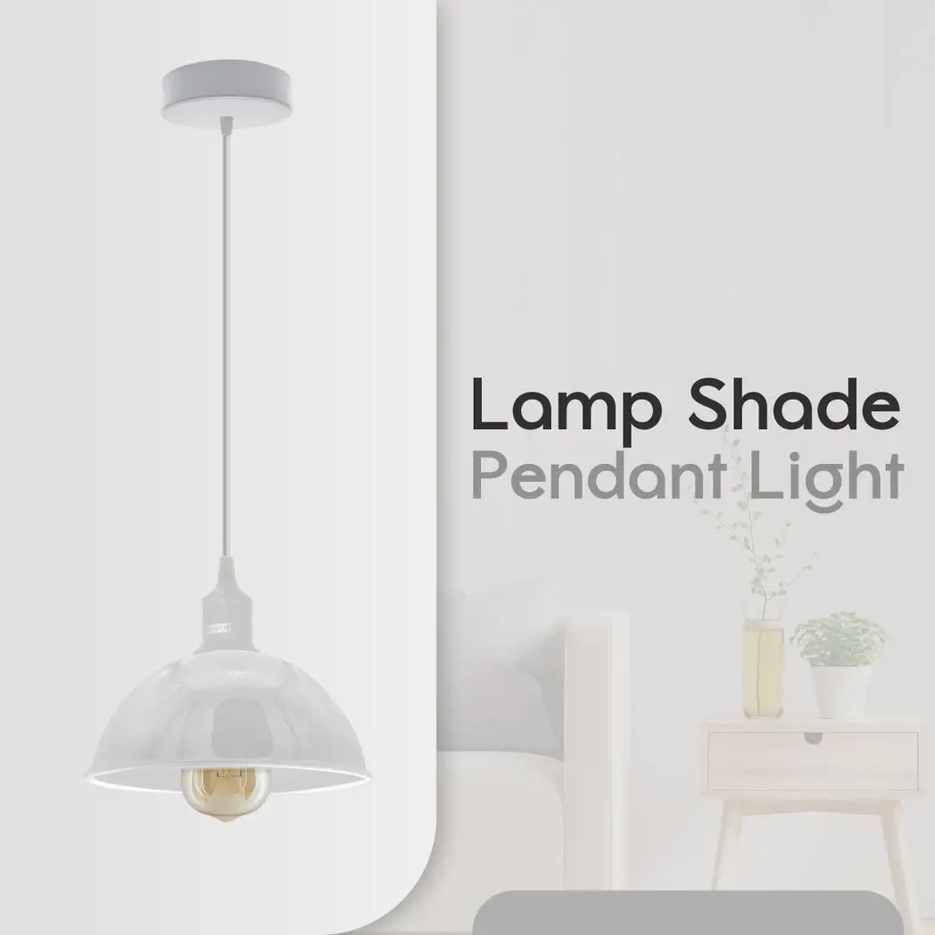 Un-branded 2Pack Dome Shaped White Loft Style Sturdy Metal Lamp Shade Pendant Lights 21cm Bottom Spray Painted Finish Inner White - Ceiling Lights