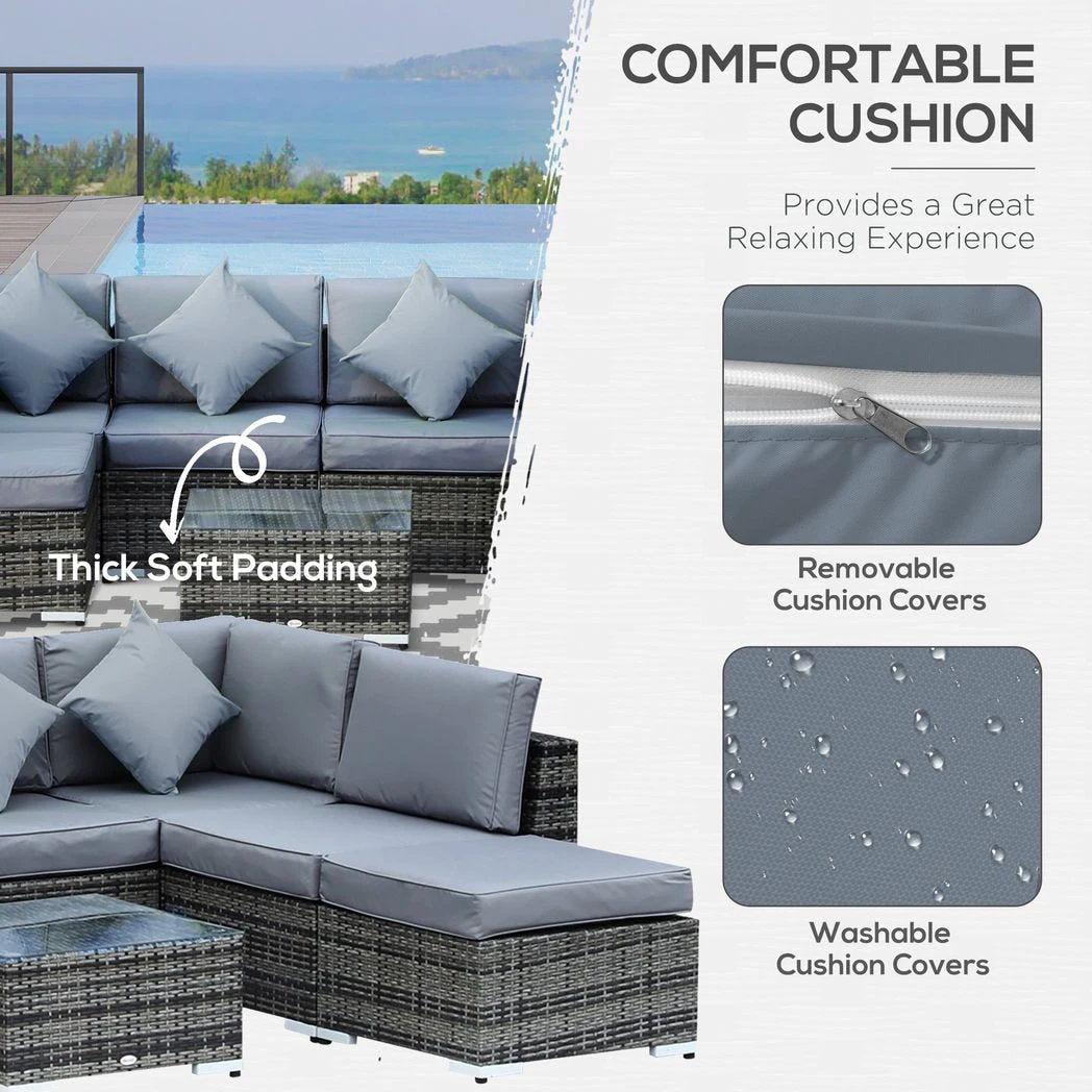 8 Pcs Rattan Sofa Set W/Cushions by Outsunny