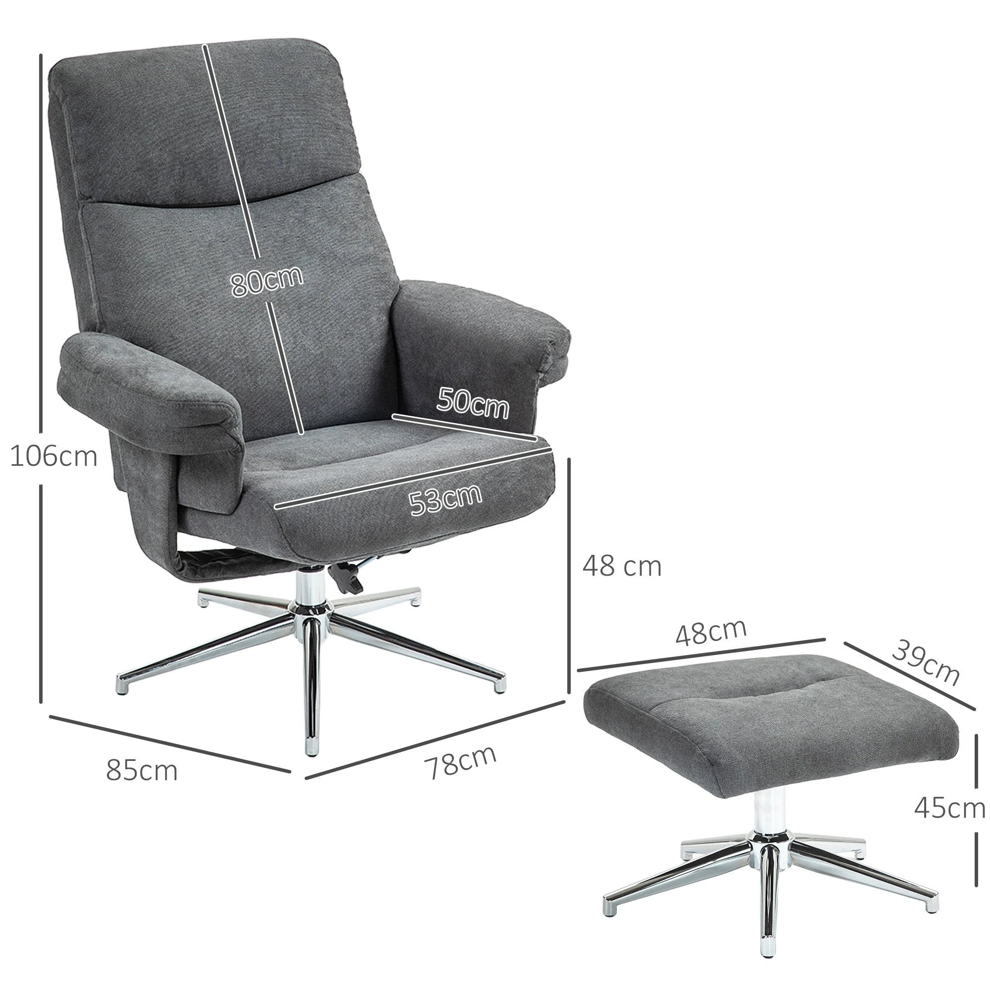 HOMCOM Recliner Chair with Footstool with Adjustable Back - Recliner