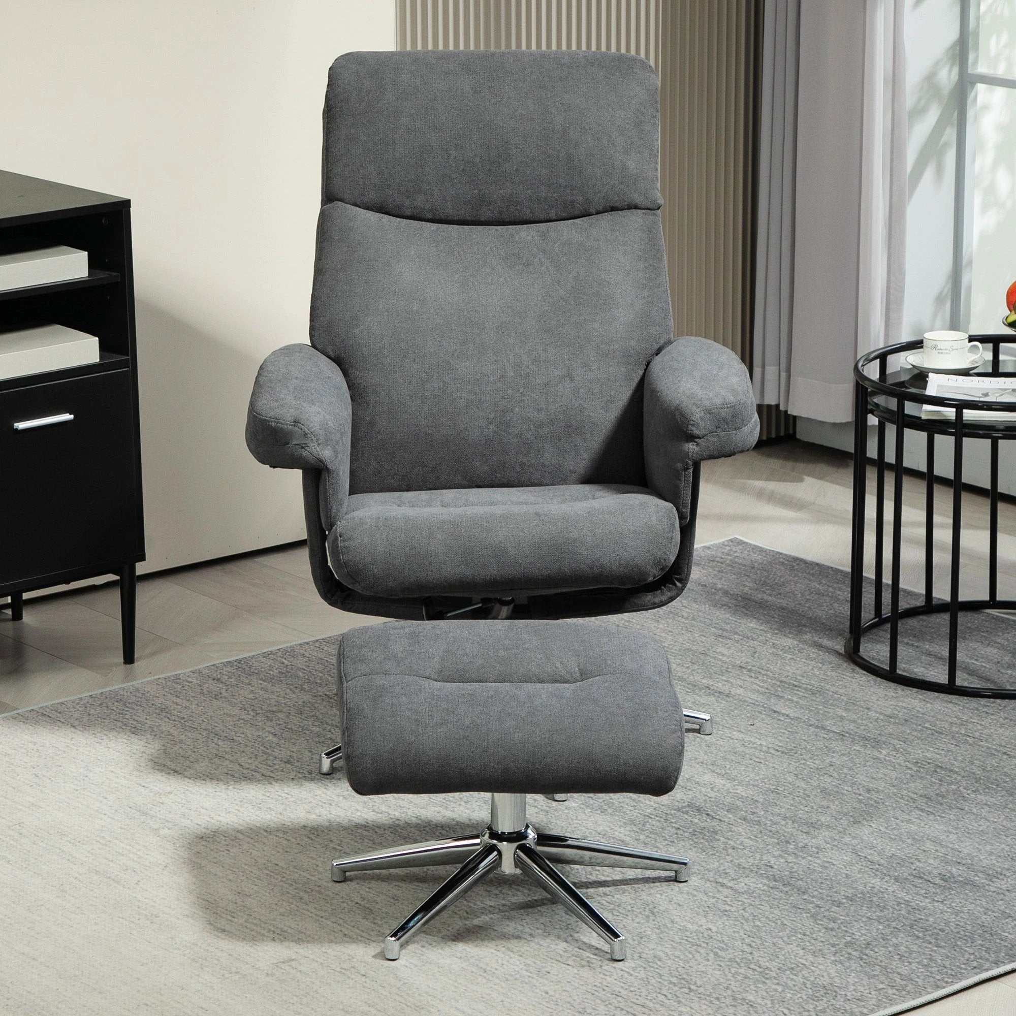 HOMCOM Recliner Chair with Footstool with Adjustable Back - Recliner
