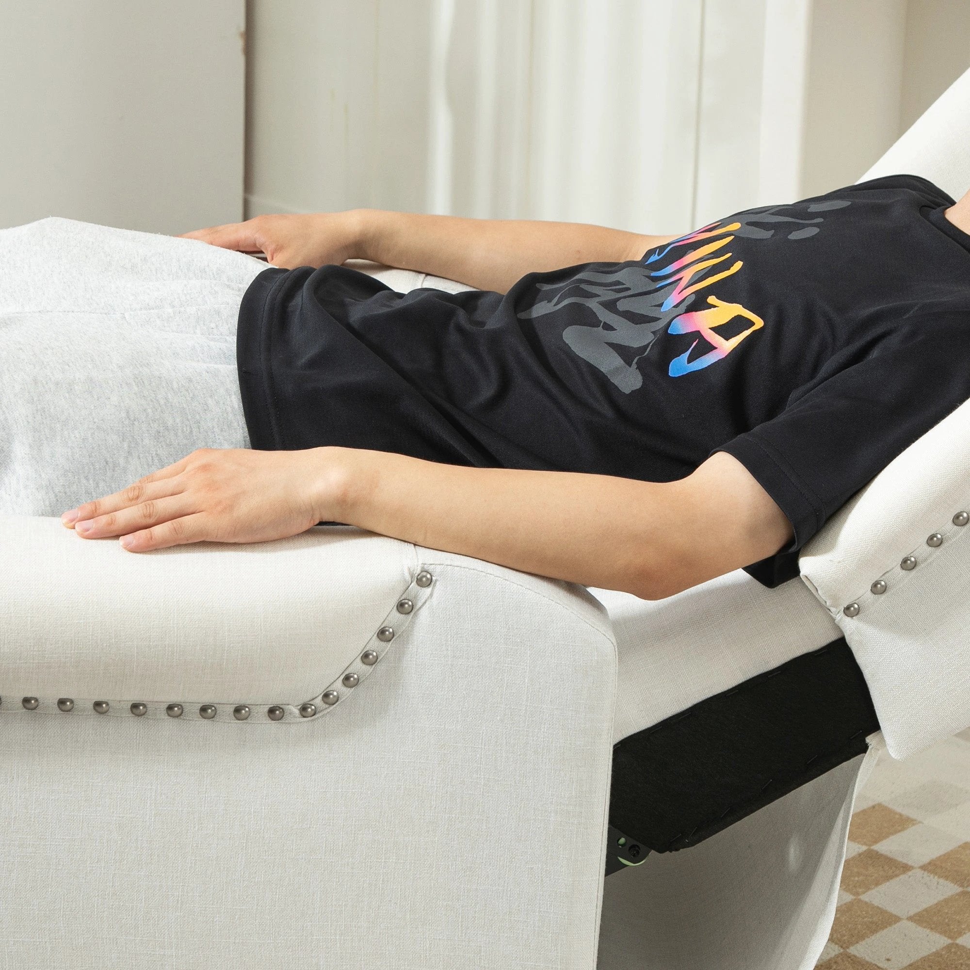 HOMCOM Manual Reclining Armchair Recliner with Footrest - Recliner