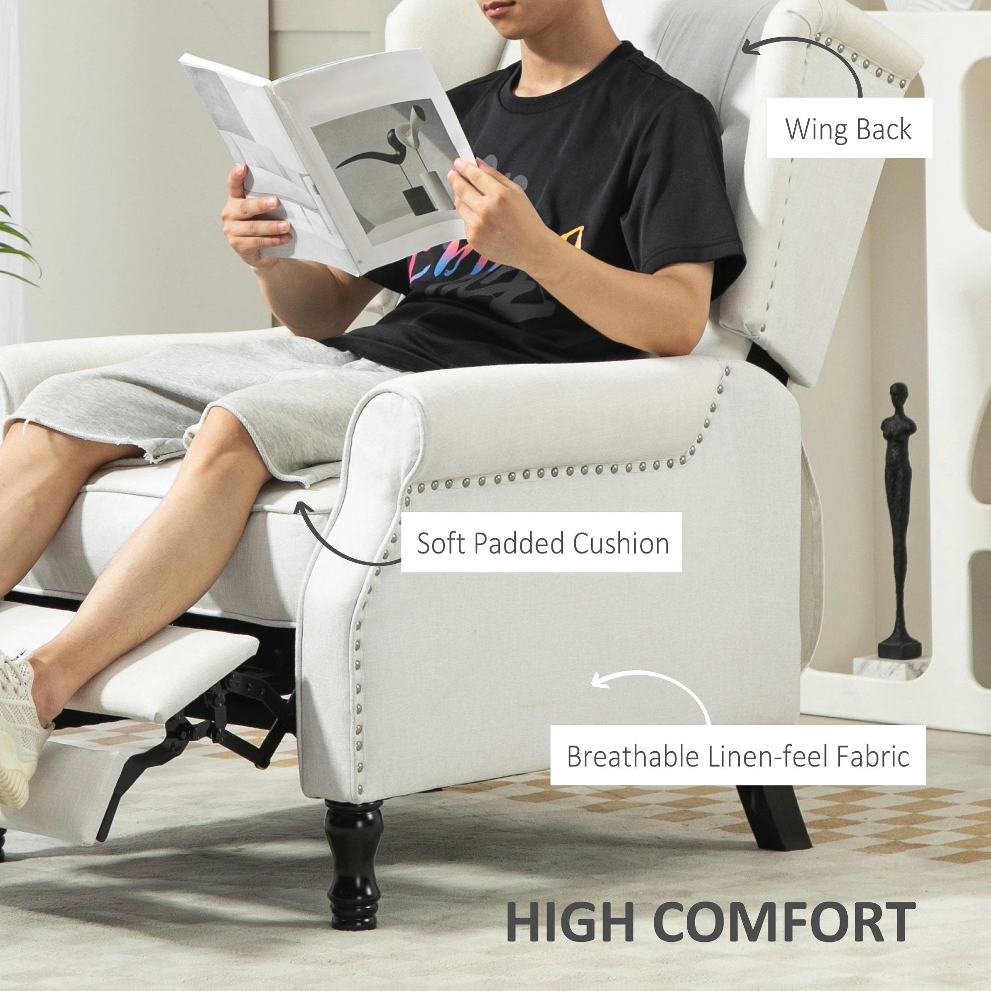HOMCOM Manual Reclining Armchair Recliner with Footrest by HOMCOM