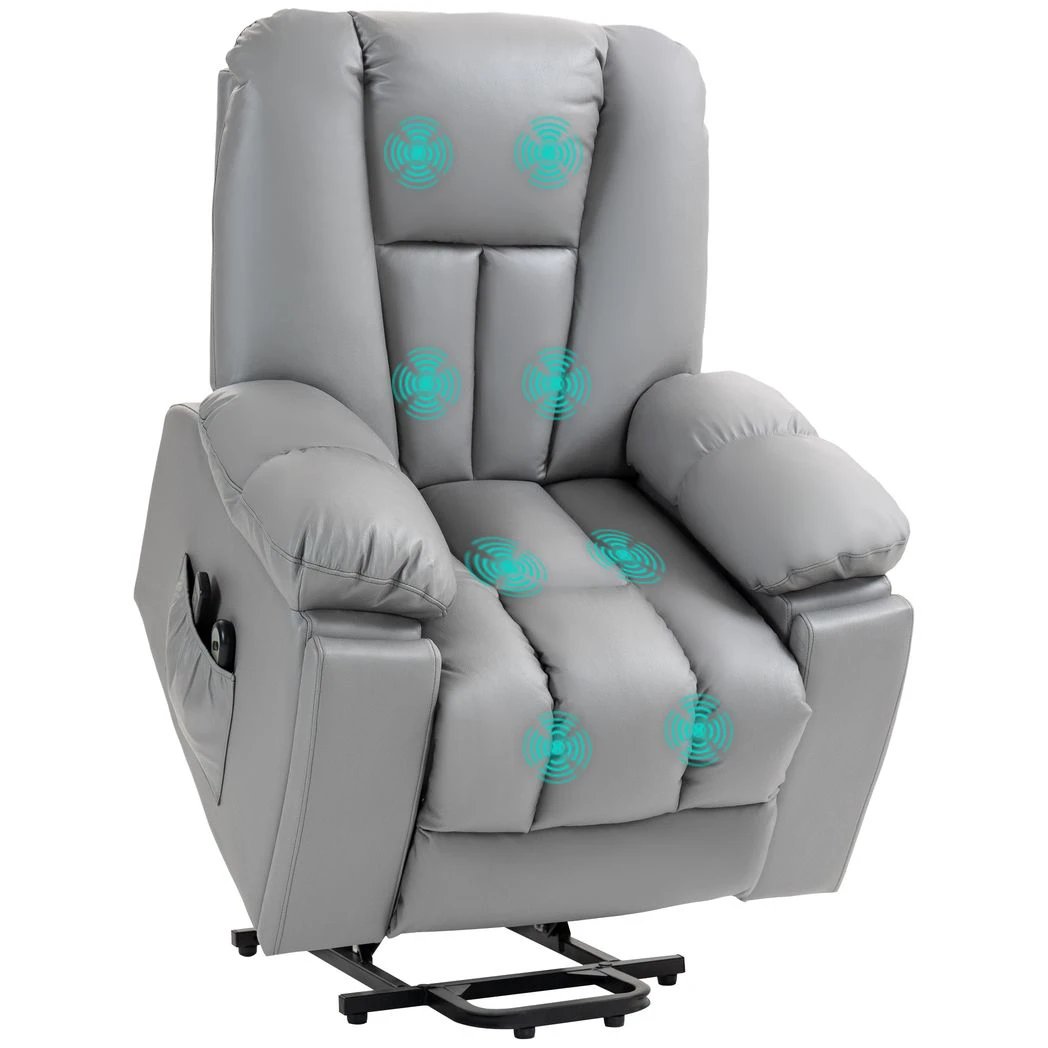 HOMCOM Riser and Recliner Chair for Elderly, Quick Assembly, Light Grey - Recliner