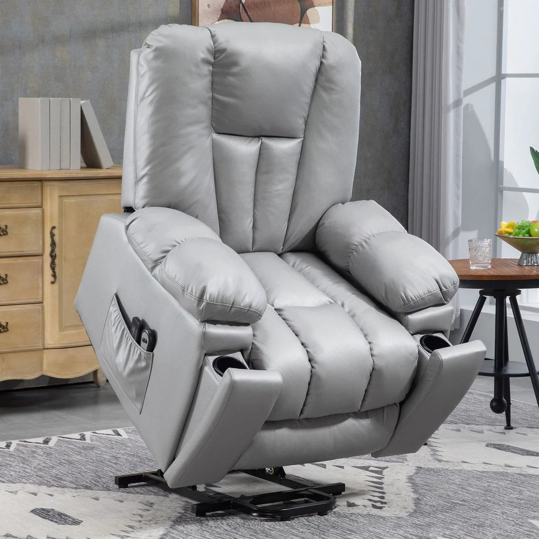 HOMCOM Riser and Recliner Chair for Elderly, Quick Assembly, Light Grey - Recliner
