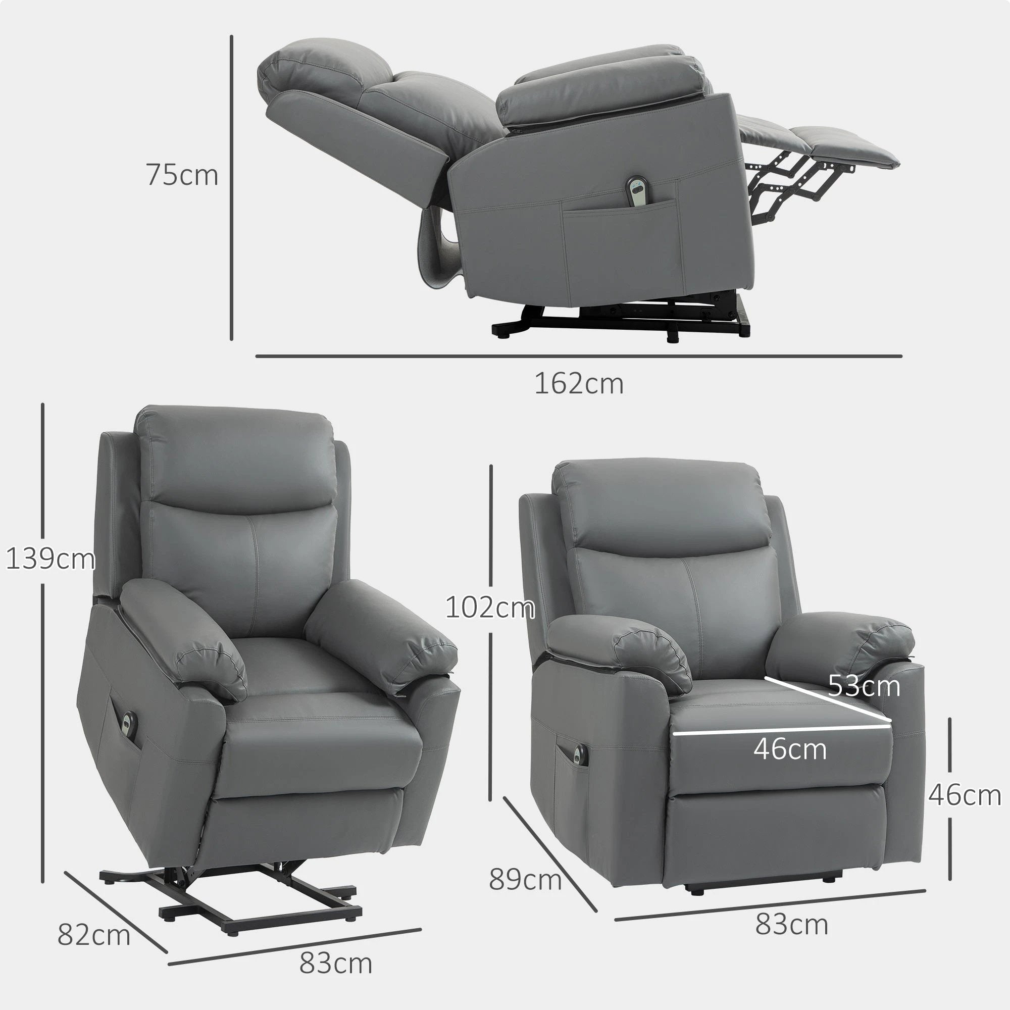 HOMCOM HOMCOM Power Lift Chair Electric Riser Recliner with Remote Control - Recliner