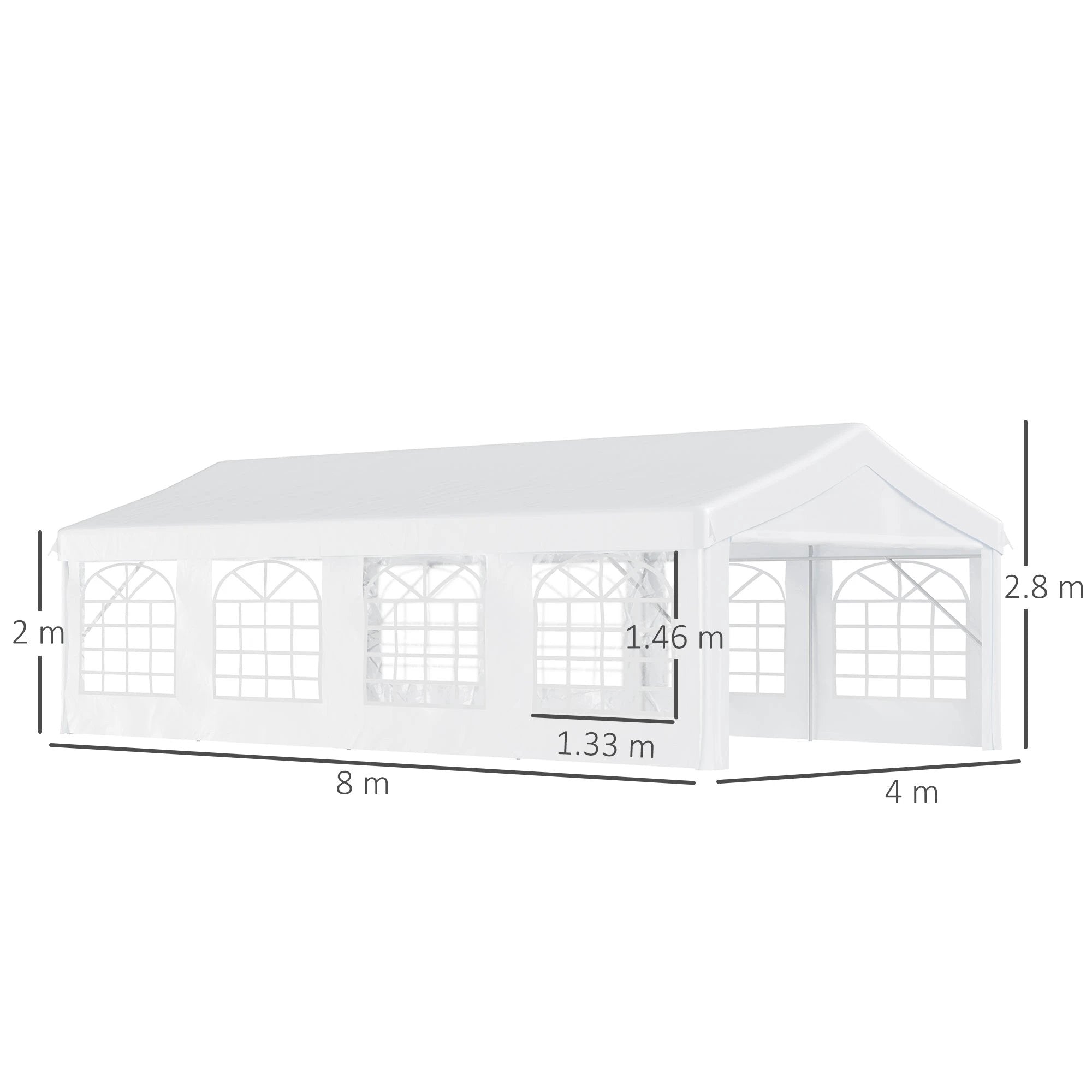 Unbranded 8m Gazebo Garden Marquee Canopy Party Carport Shelter White Outsunny - Gazebos