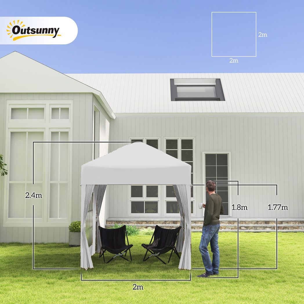 Outsunny 2x2m Garden Pop Up Gazebo Marquee Party Tent Wedding Awning Canopy - Gazebos