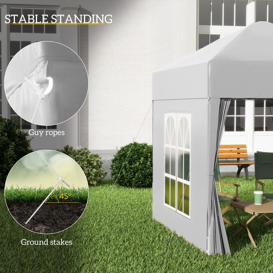 Outsunny 2x2m Garden Pop Up Gazebo Marquee Party Tent Wedding Awning Canopy - Gazebos