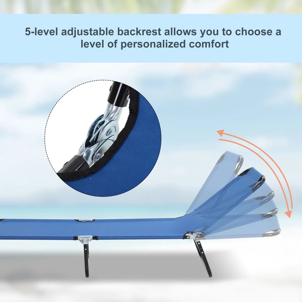 Outsunny Portable Folding Sun Lounger 4-Position Adjustable Backrest Relaxer Recliner - Sun Lounger