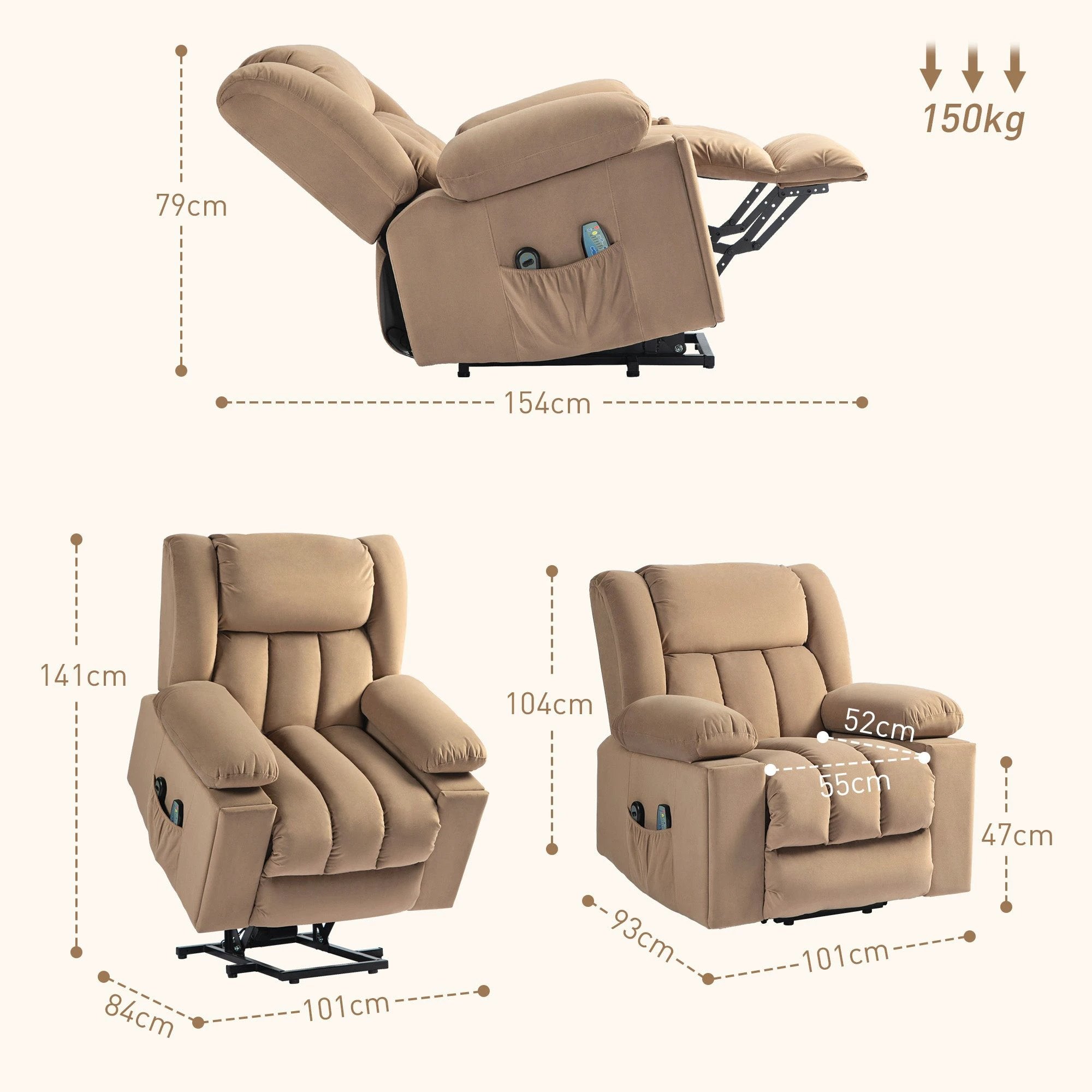 HOMCOM Power Lift Recliner Chair with Vibration Massage, USB by HOMCOM