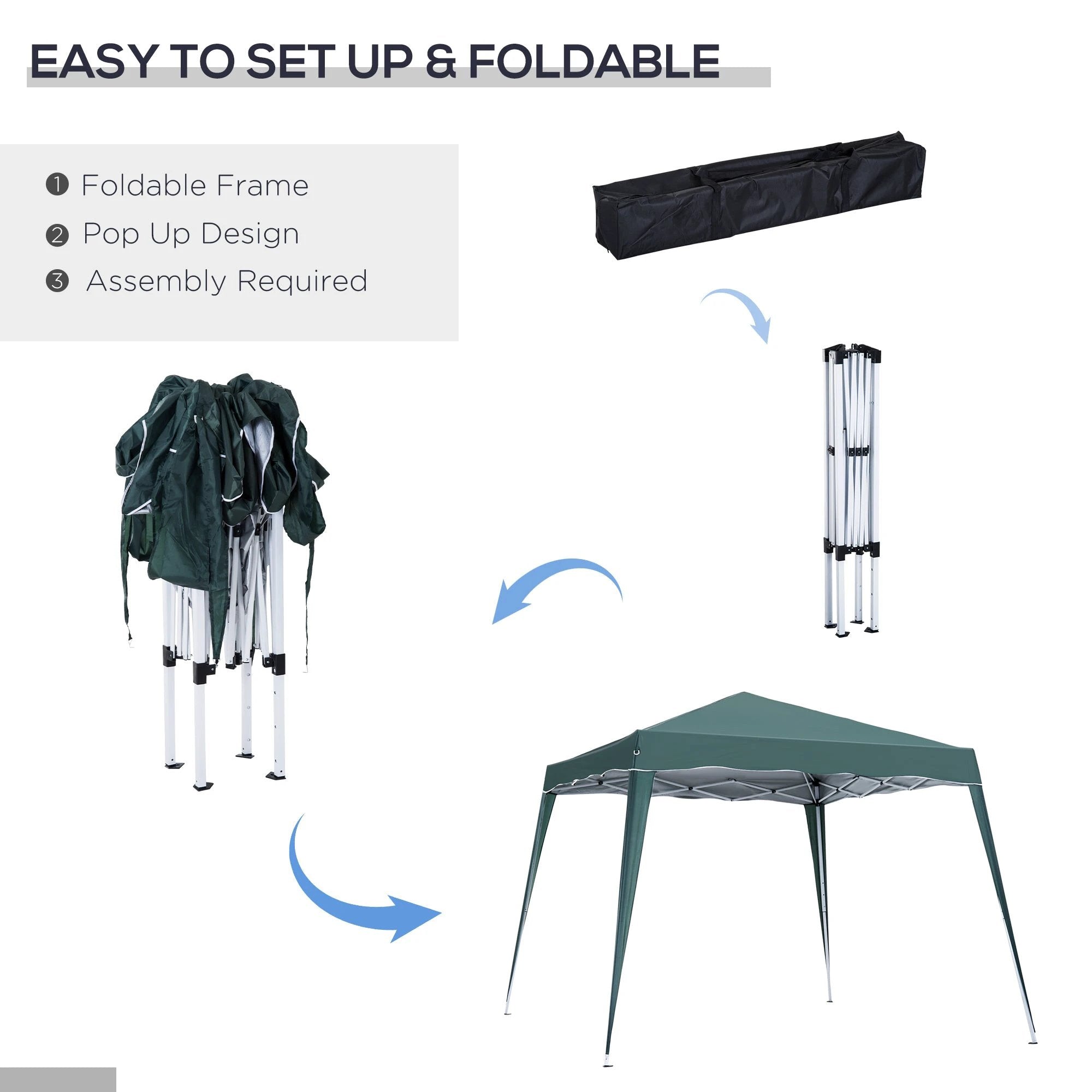 Garden Pop up Gazebo Tent Party Water-resistant 2.5 x 2.5M Green Outsunny by Unbranded