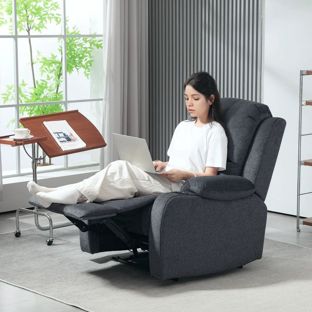 HOMCOM HOMCOM Recliner Armchair for Living Room, Recliner Chair with Cup Holder - Recliner