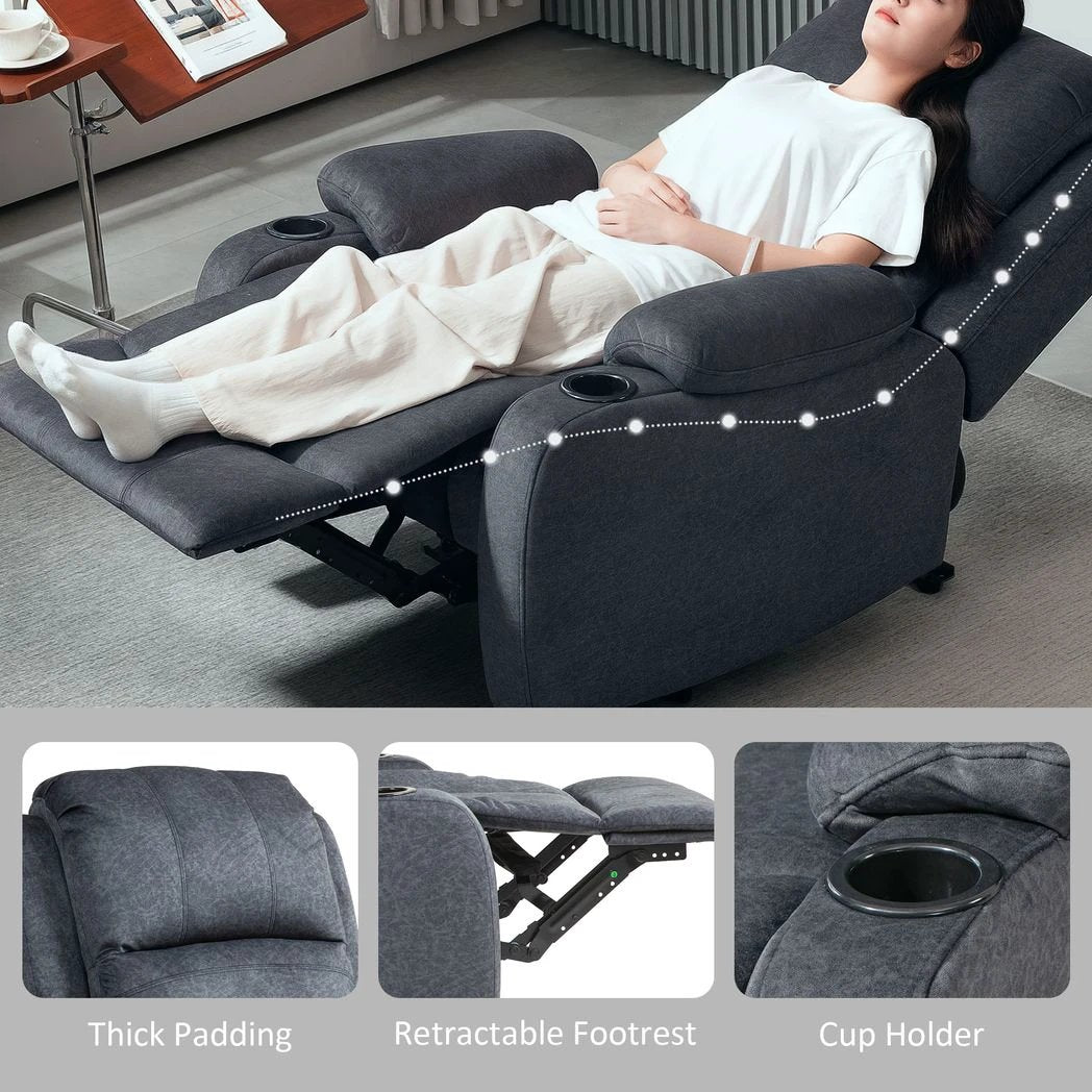 HOMCOM HOMCOM Recliner Armchair for Living Room, Recliner Chair with Cup Holder - Recliner