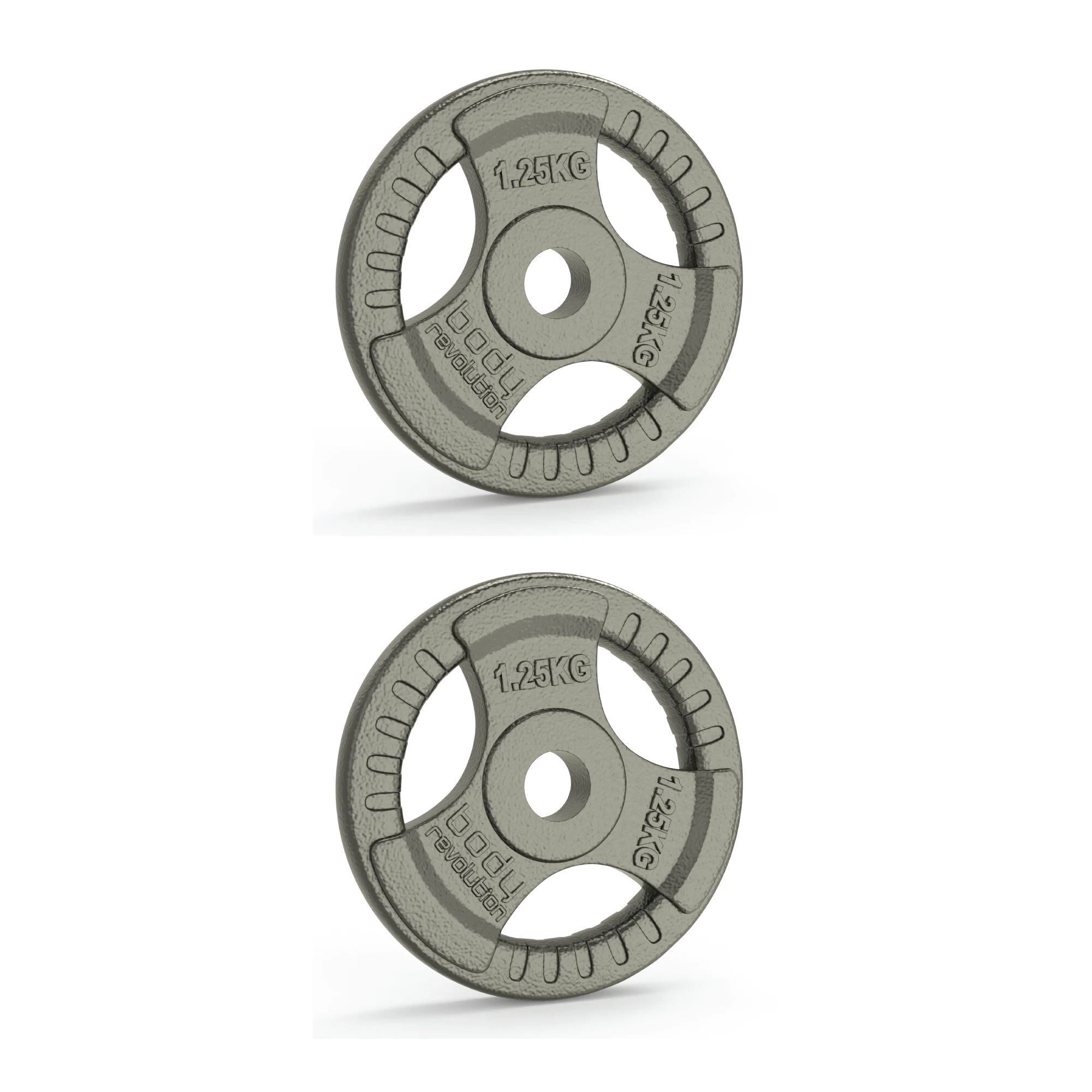 Monster Shop 2x 1.25kg Cast Iron Weight Plates - 1" Standard Tri Grip -