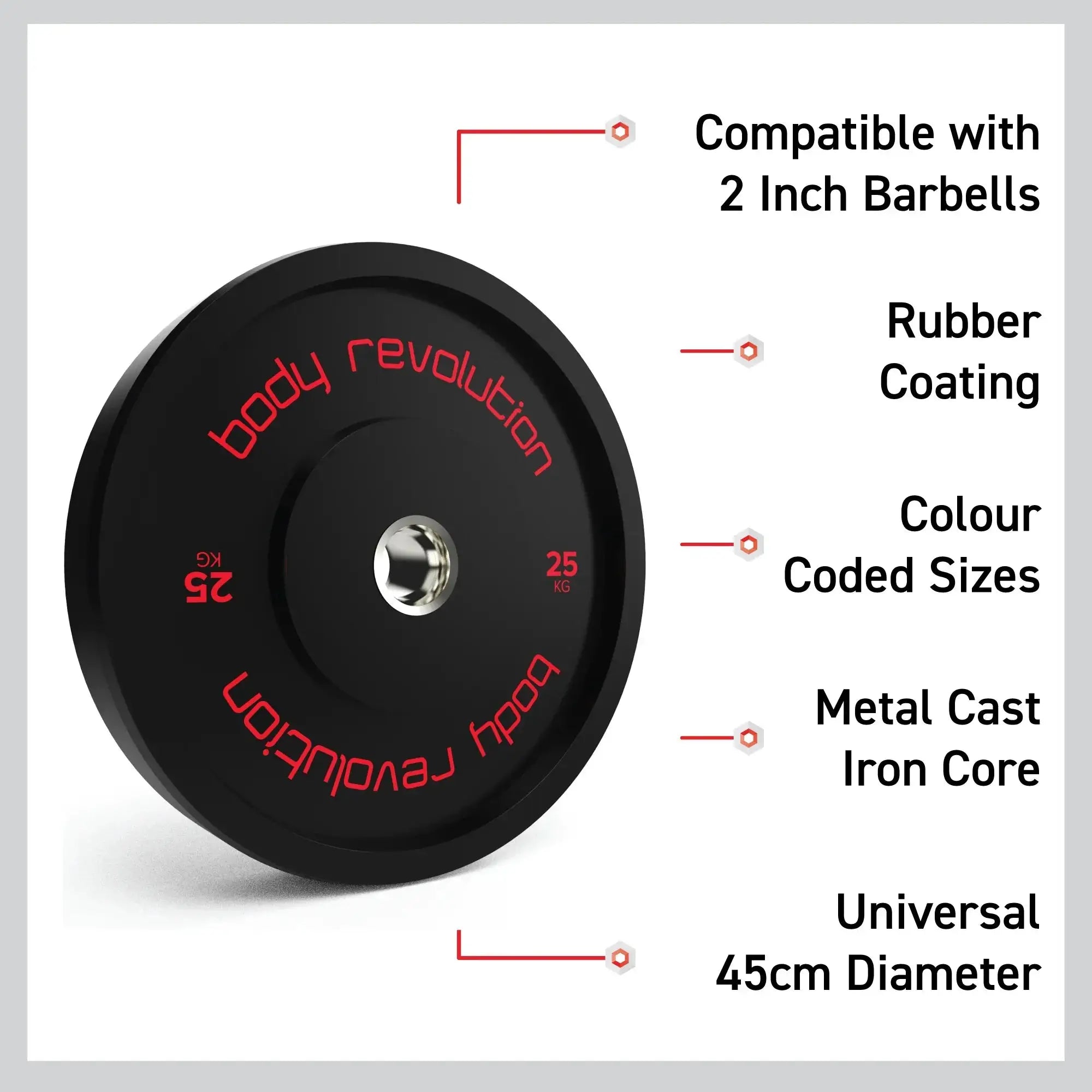 Monster Shop Body Revolution Olympic Black Bumper Plate 60kg Bundle -