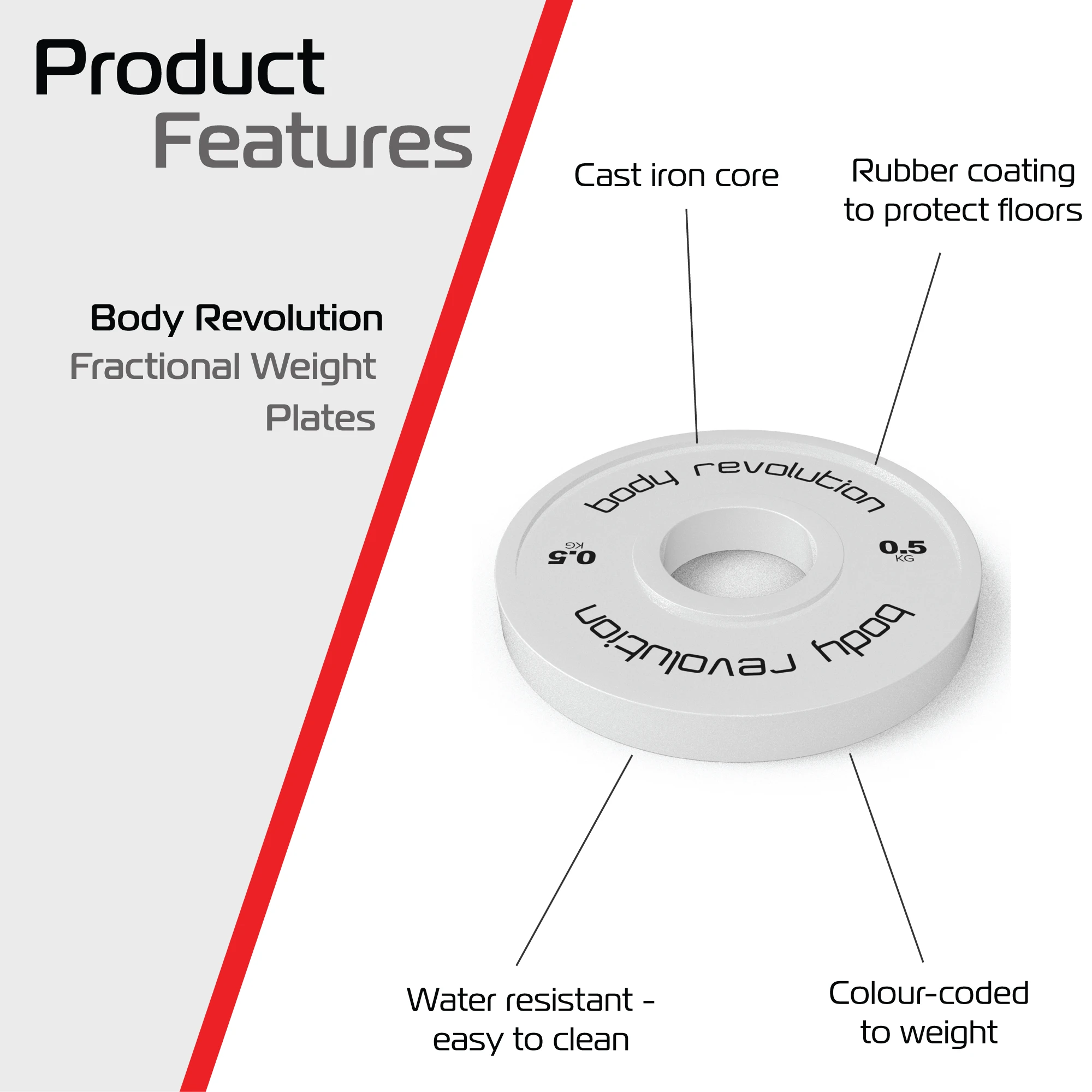 2 x 0.5kg Fractional Bumper Plates by Monster Shop
