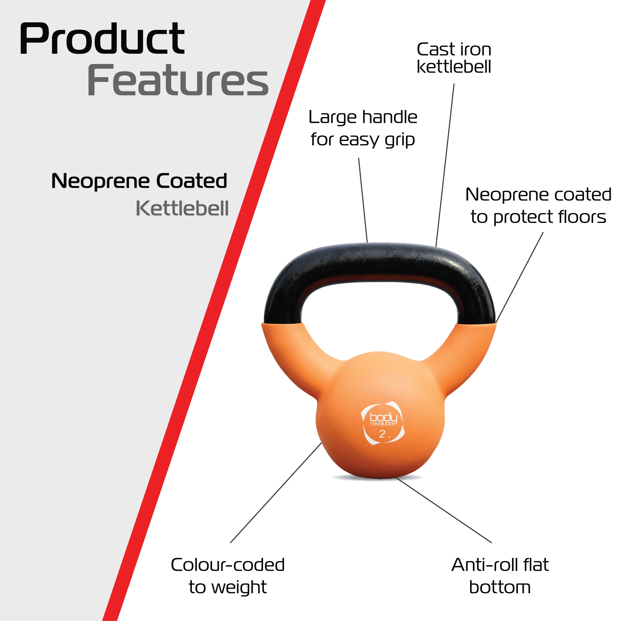 Monster Shop Body Revolution 2kg Neoprene Kettlebells -