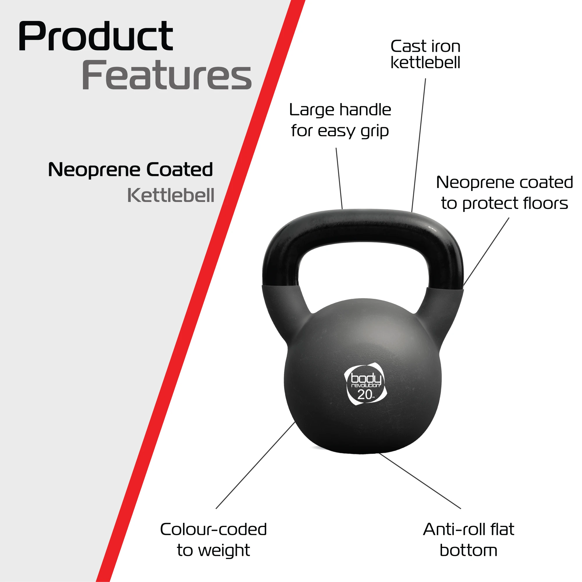 Monster Shop Body Revolution 20kg Neoprene Kettlebells -