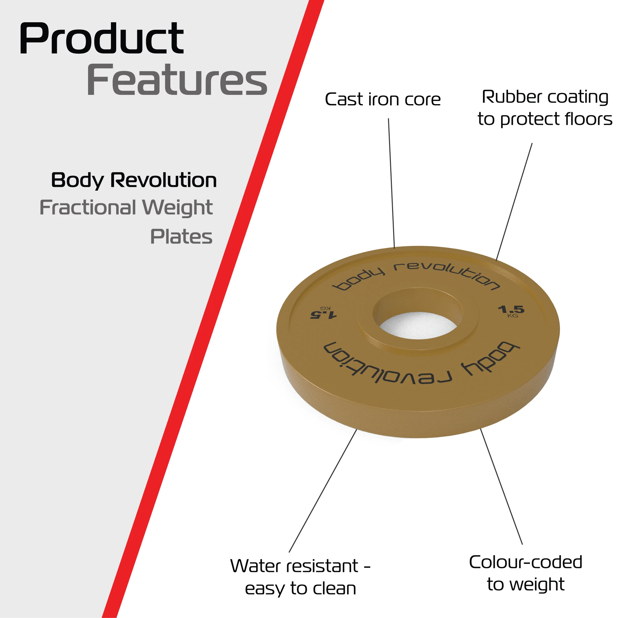 2 x 1.5kg Fractional Bumper Plates by Monster Shop