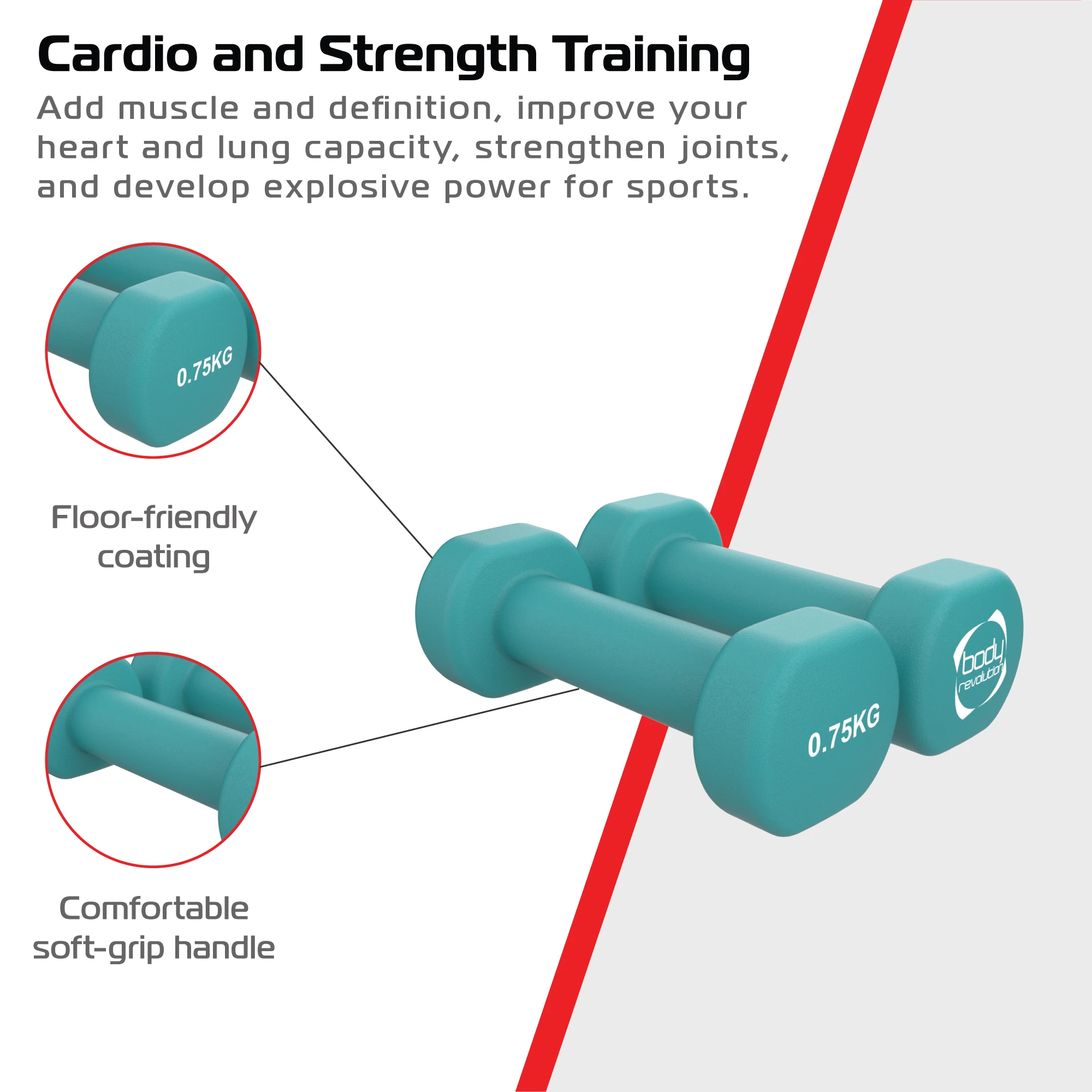 Monster Shop 2 x 0.75KG Neoprene dumbbells -