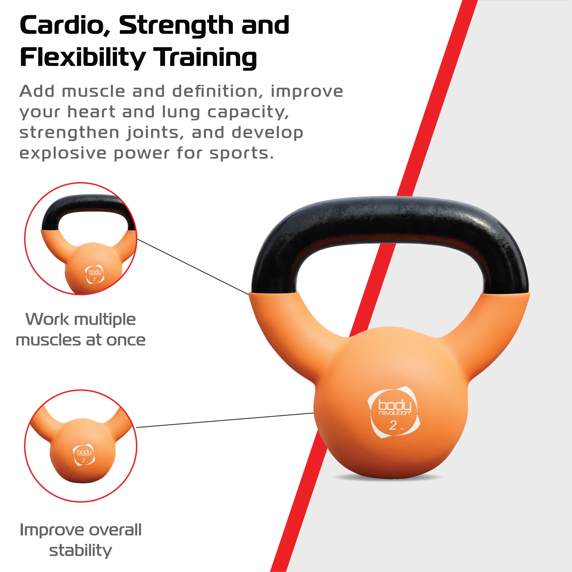 Monster Shop Body Revolution 2kg Neoprene Kettlebells -
