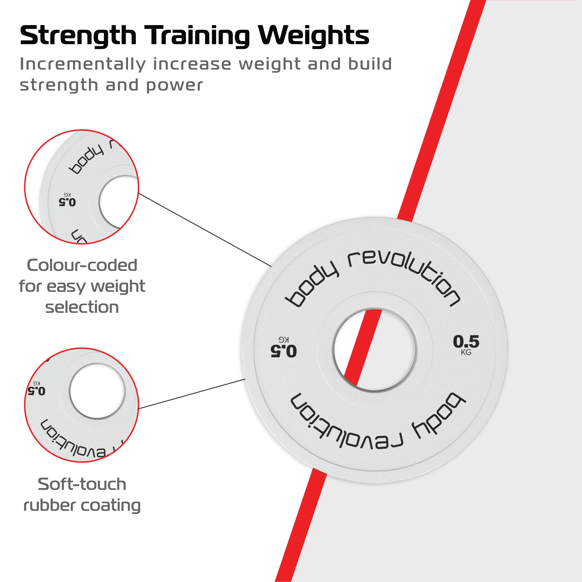 2 x 0.5kg Fractional Bumper Plates by Monster Shop