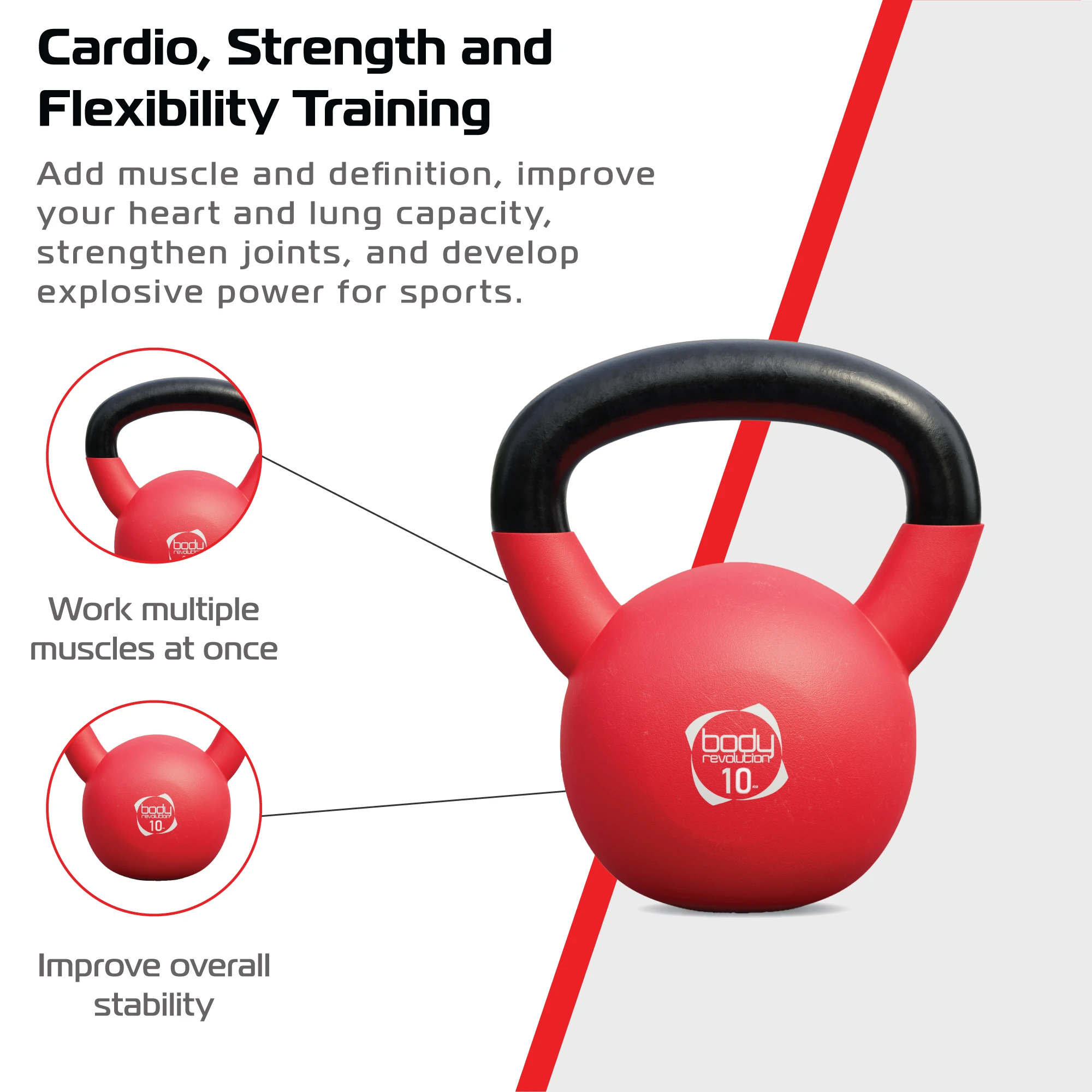 Body Revolution 10kg Neoprene Kettlebells by Monster Shop