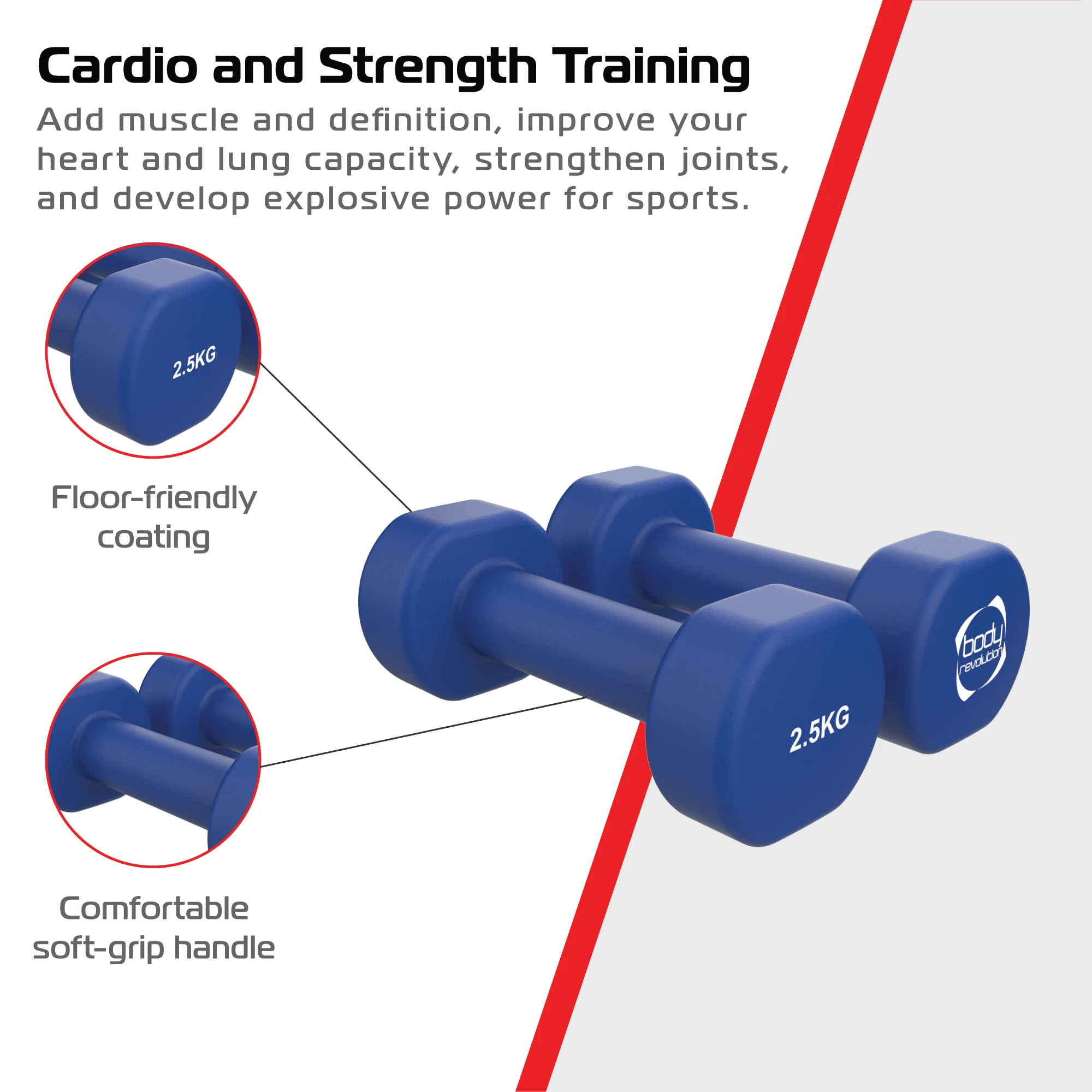 Monster Shop 2 x 2.5KG Neoprene dumbbells -