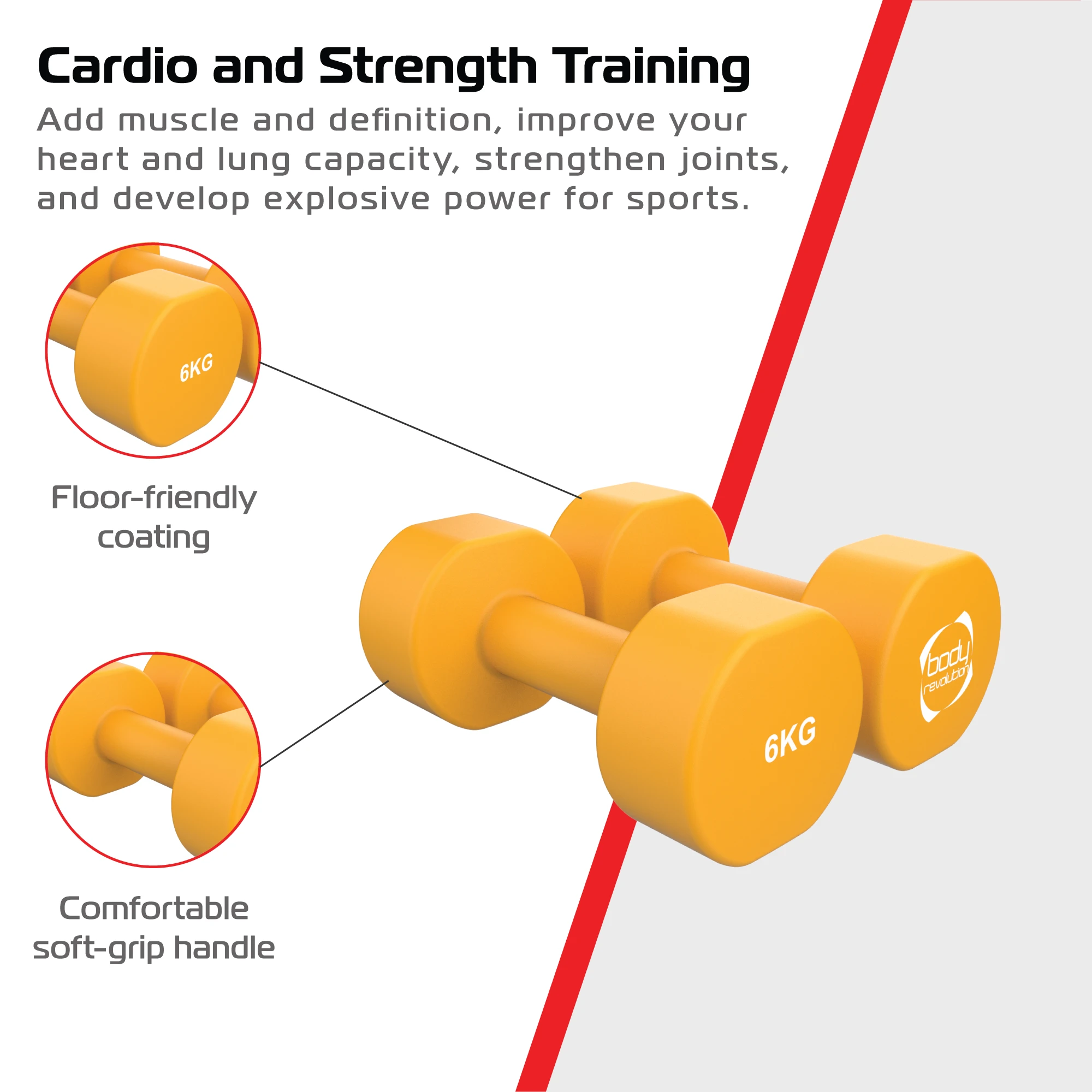 2 x 6KG Neoprene dumbbells by Monster Shop