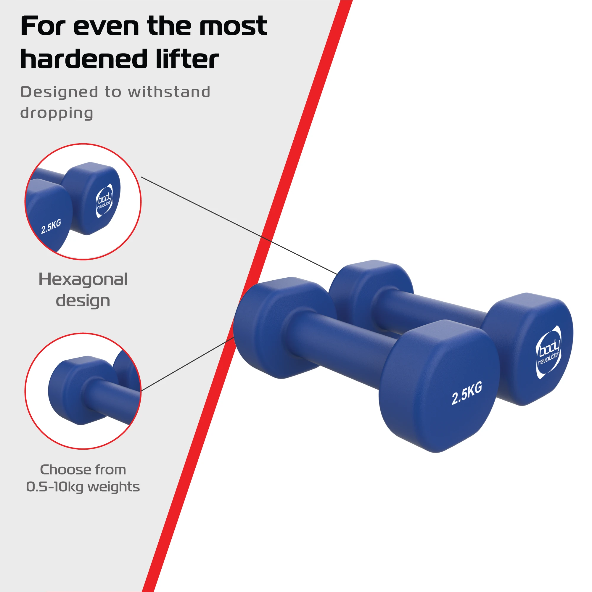 Monster Shop 2 x 2.5KG Neoprene dumbbells -