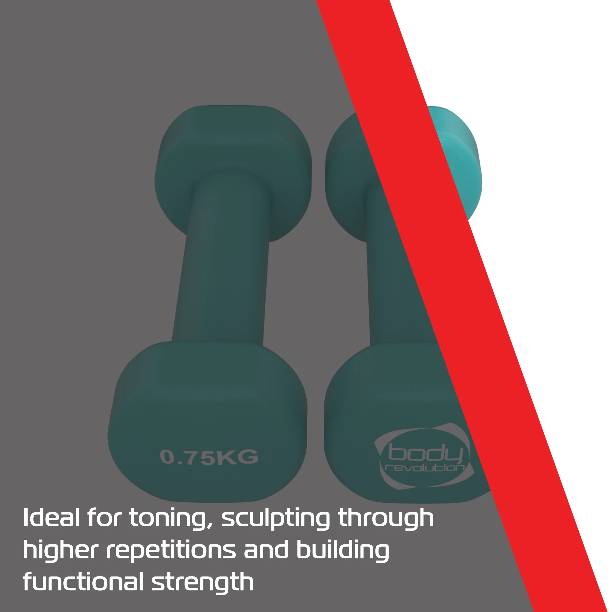 2 x 0.75KG Neoprene dumbbells by Monster Shop