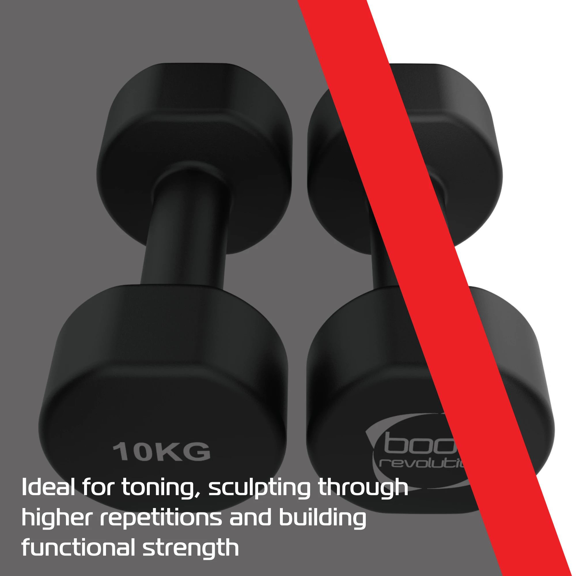 2 x 10KG Neoprene dumbbells by Monster Shop