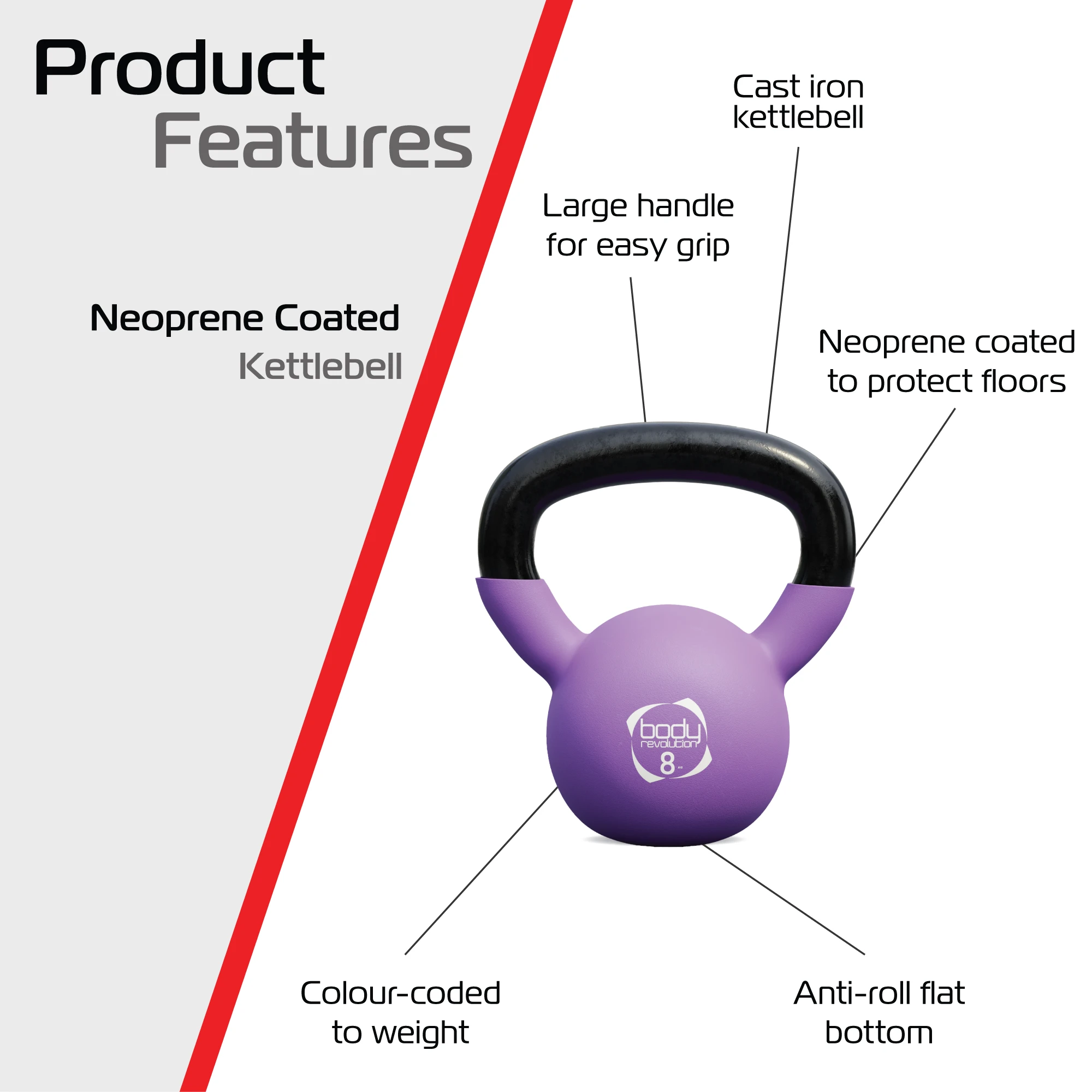 Monster Shop Body Revolution 8kg Neoprene Kettlebells -