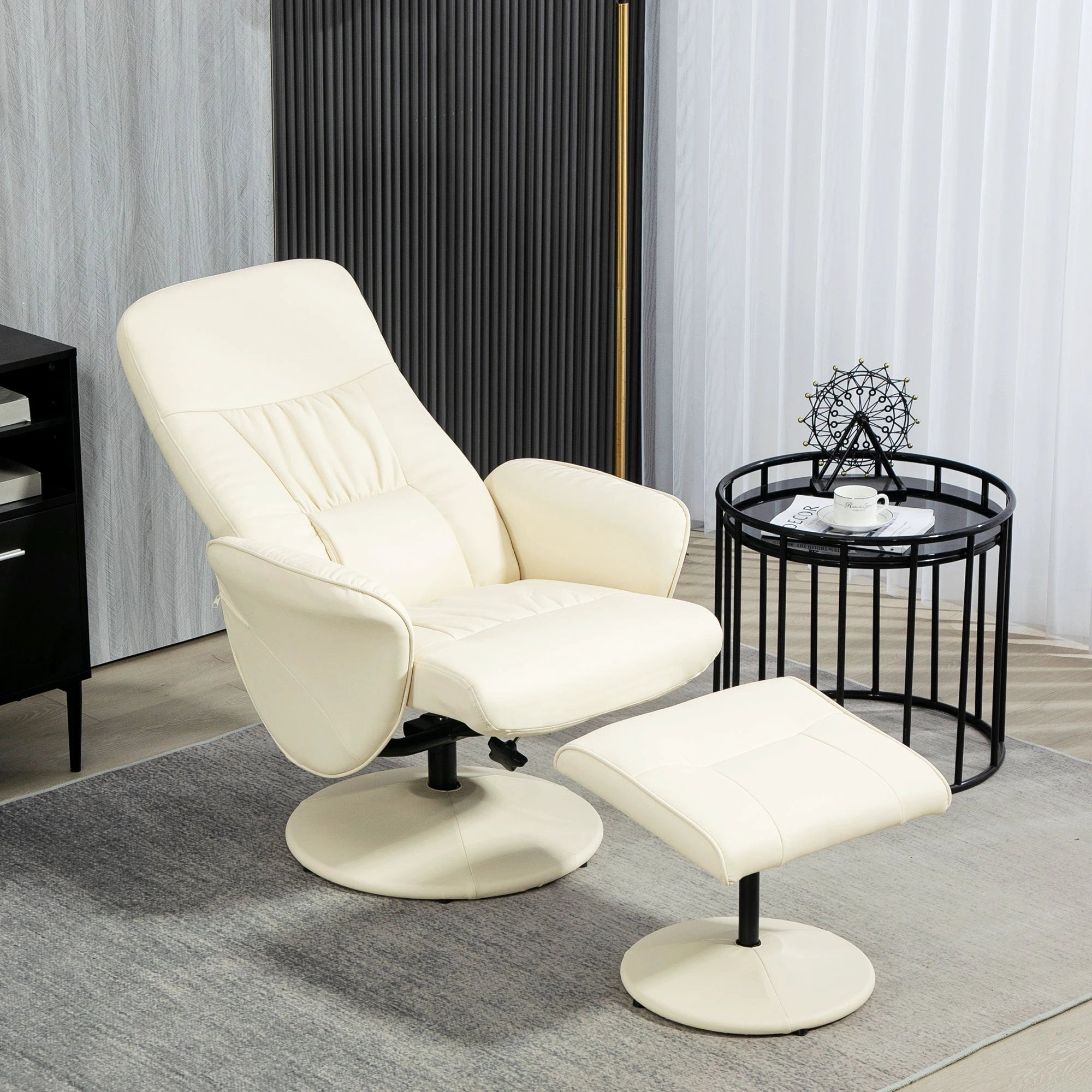 HOMCOM PU Leather Armchair and Footrest Swivel Recliner w/ Ottoman by HOMCOM