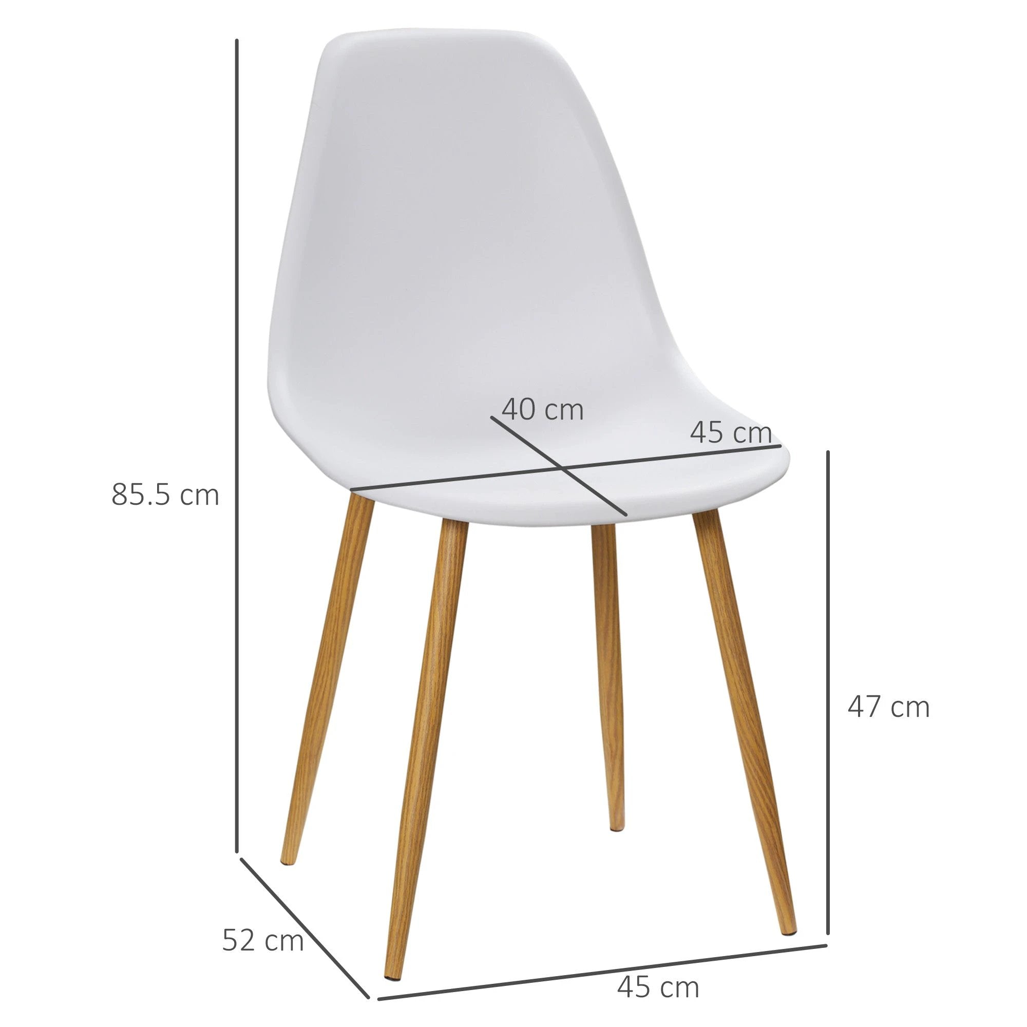 Dining Chairs Set of 4 w/ Curved Back, Metal Legs for Living Room White - Dining Chairs