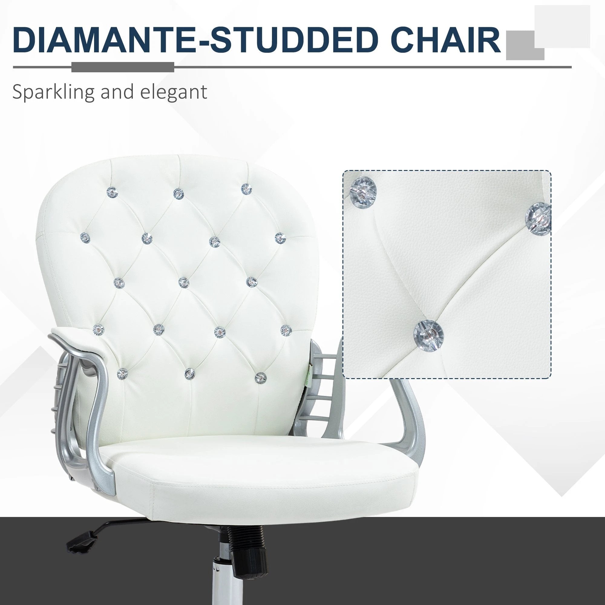 Vinsetto Vinsetto Office Chair PU Diamante Padded Ergonomic 360° Swivel - Office Chair