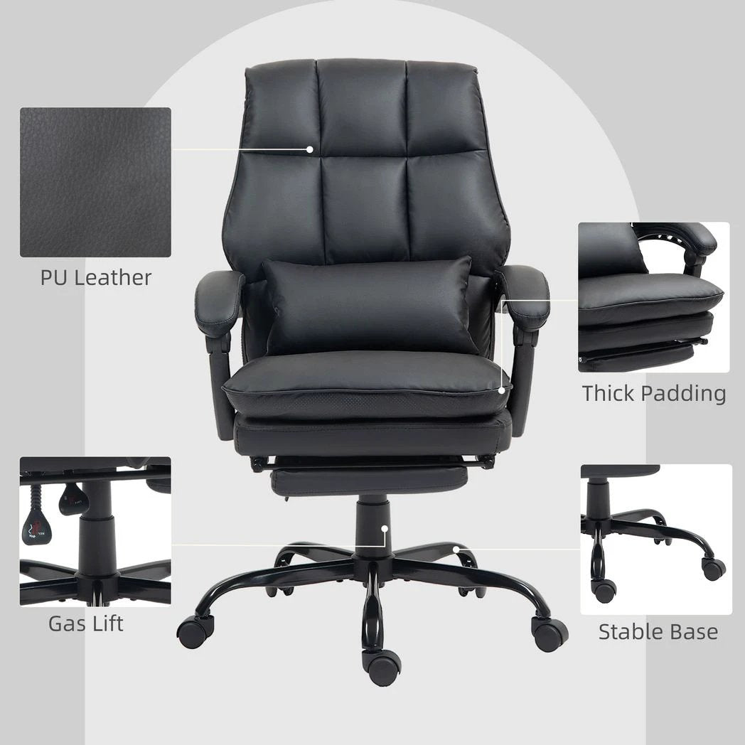 HOMCOM Executive Office Chair, PU Leather Desk Chair with Armrests by HOMCOM