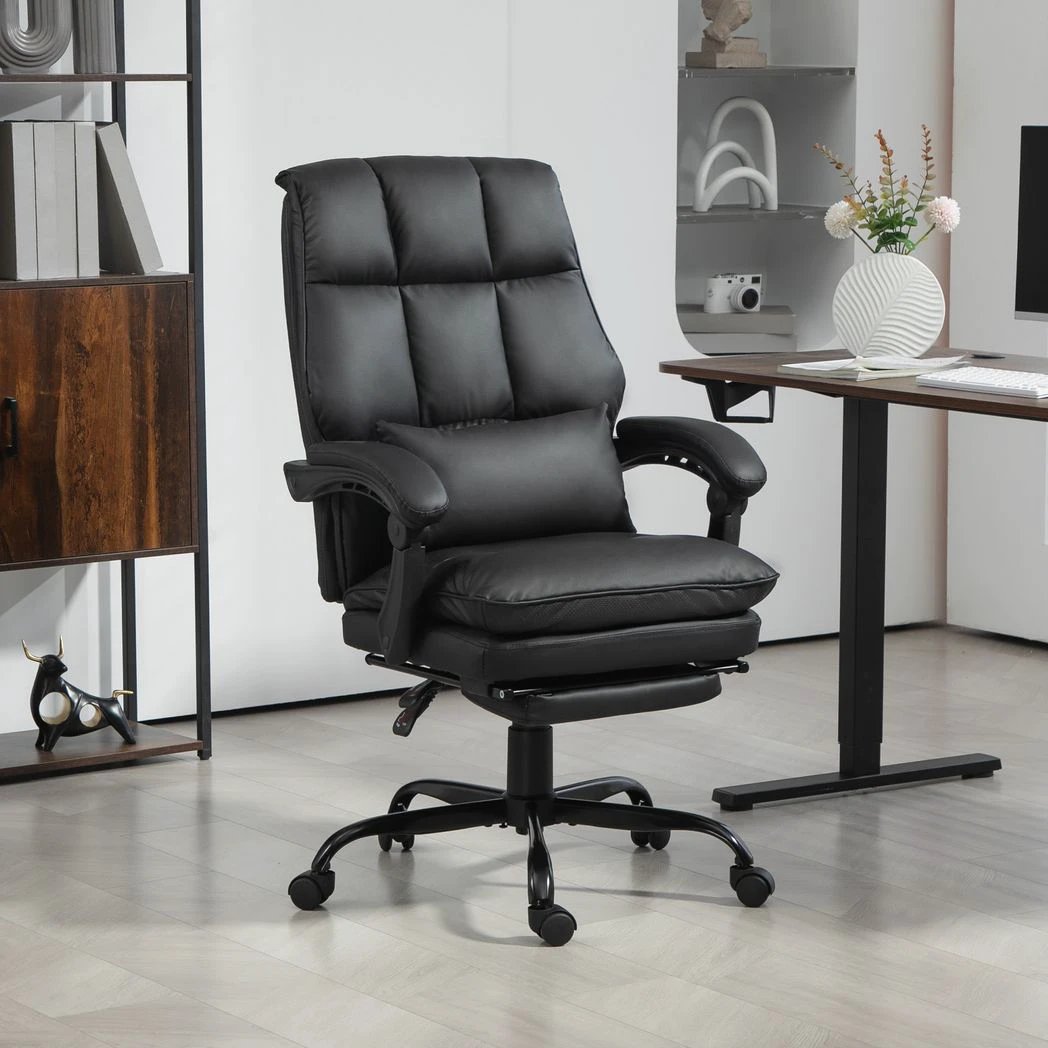 HOMCOM Executive Office Chair, PU Leather Desk Chair with Armrests by HOMCOM