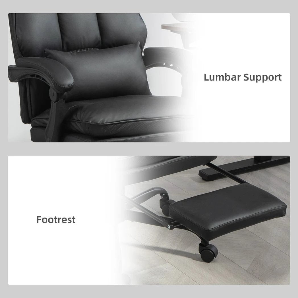 HOMCOM HOMCOM Executive Office Chair, PU Leather Desk Chair with Armrests -