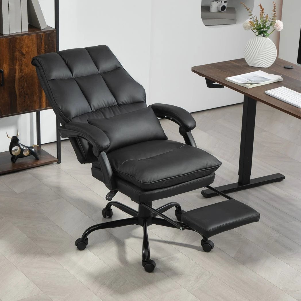 HOMCOM Executive Office Chair, PU Leather Desk Chair with Armrests by HOMCOM
