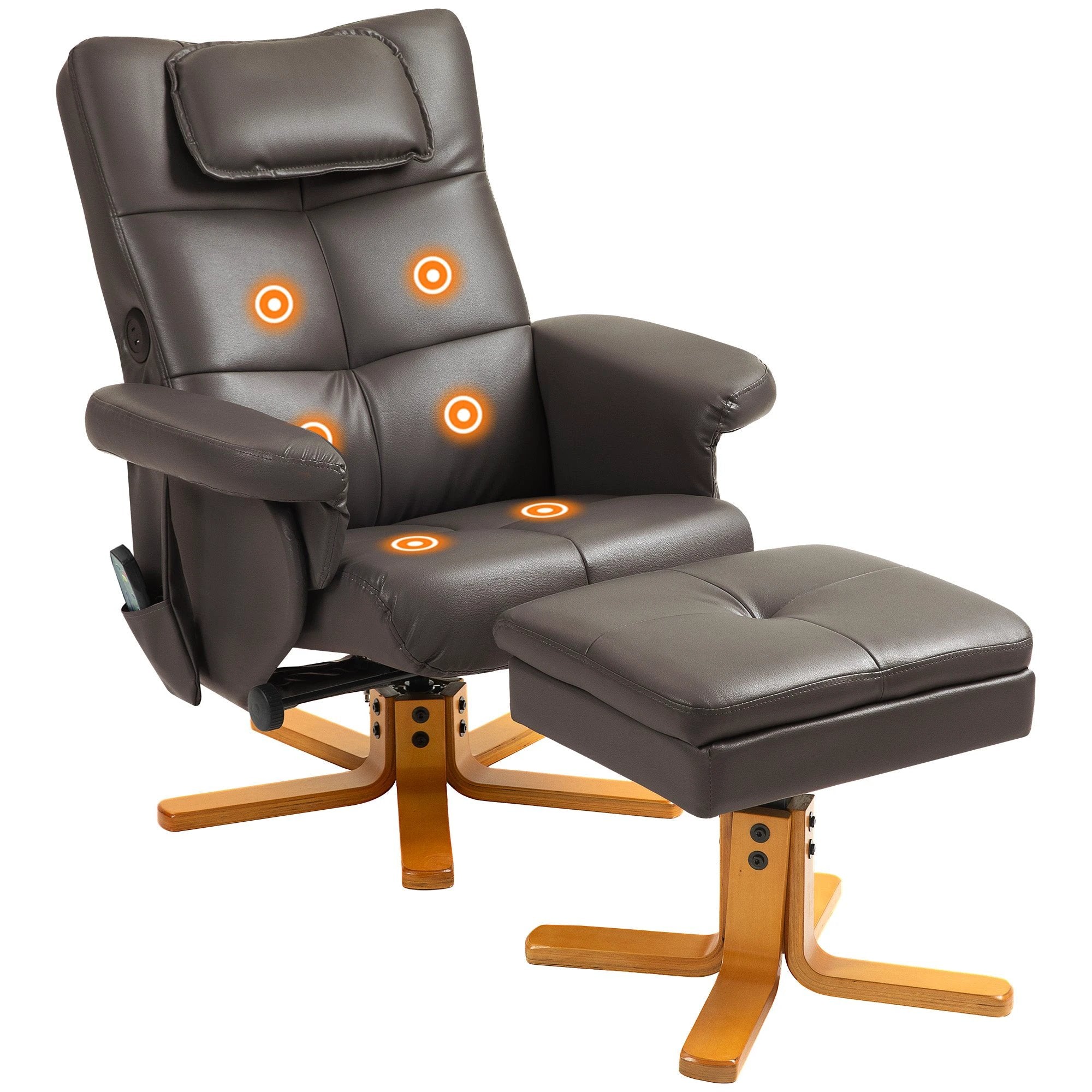 HOMCOM Massage Recliner Chair with Footstool and Hidden Storage - Recliner