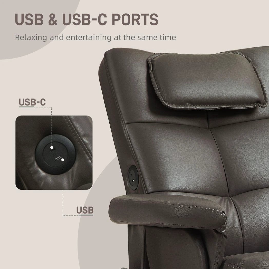 HOMCOM Massage Recliner Chair with Footstool and Hidden Storage - Recliner