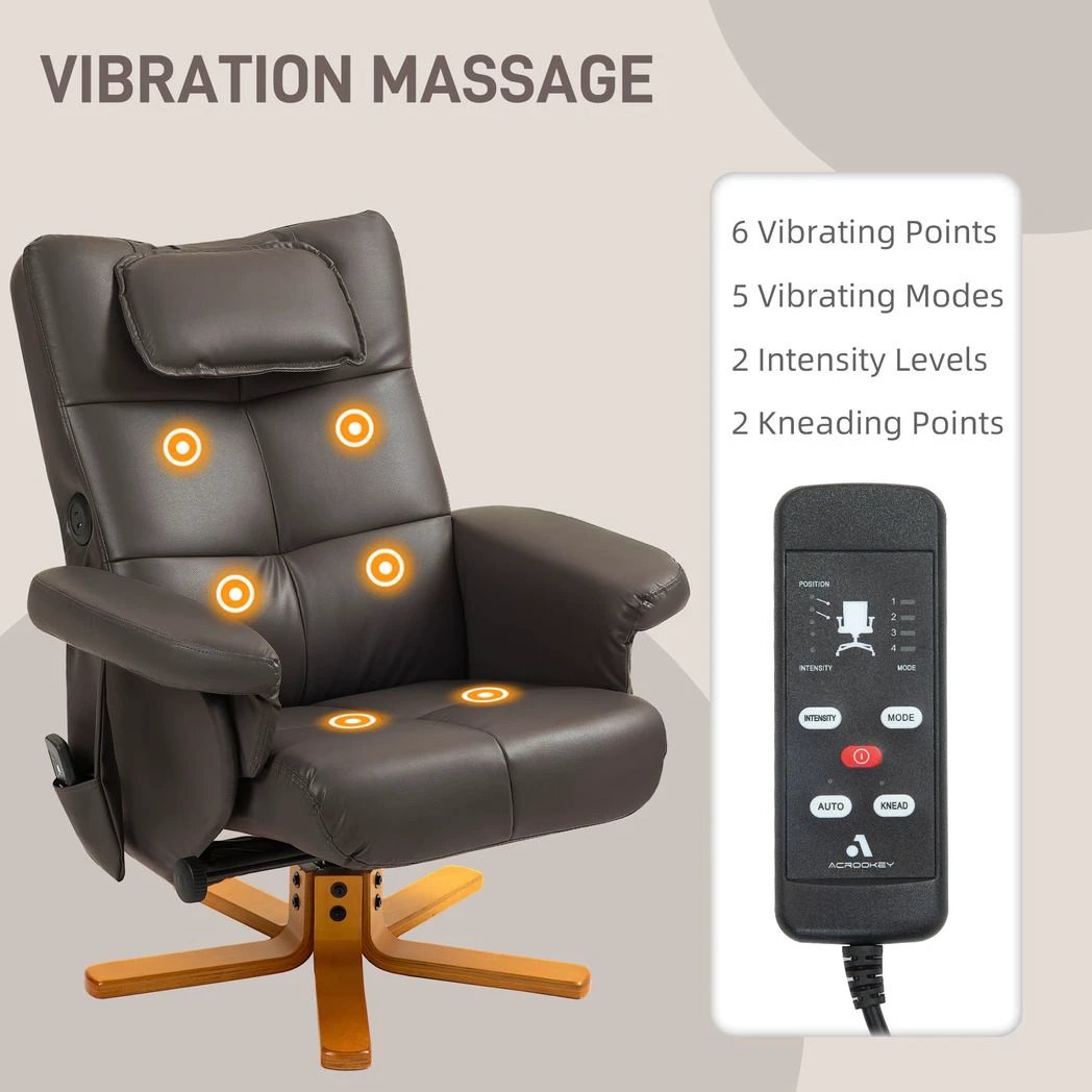 HOMCOM Massage Recliner Chair with Footstool and Hidden Storage - Recliner