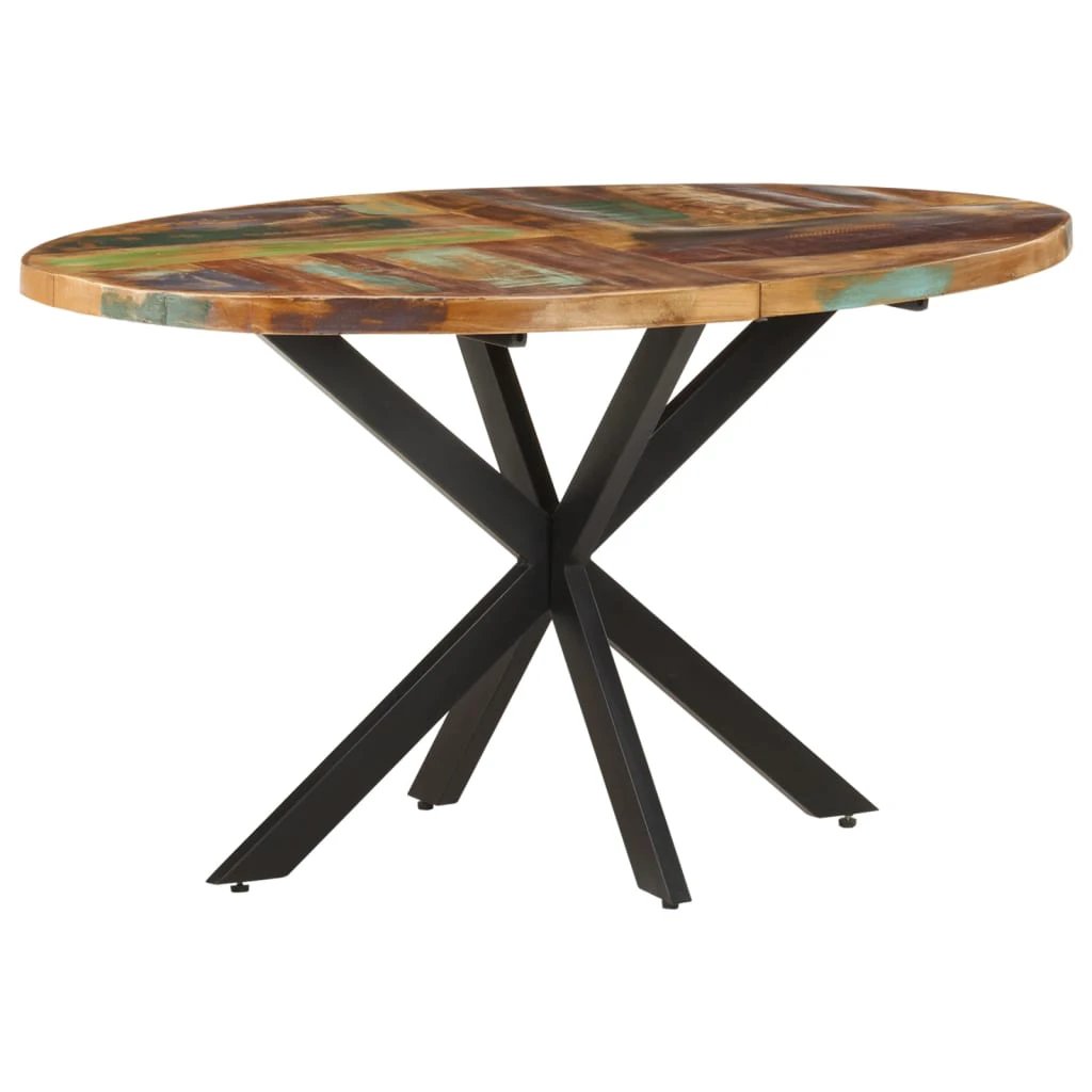 vidaXL VidaXL Dining Table 160x90x75 cm Rough Mango Wood Powder Coated Steel Base for Family Dining - Dining Table