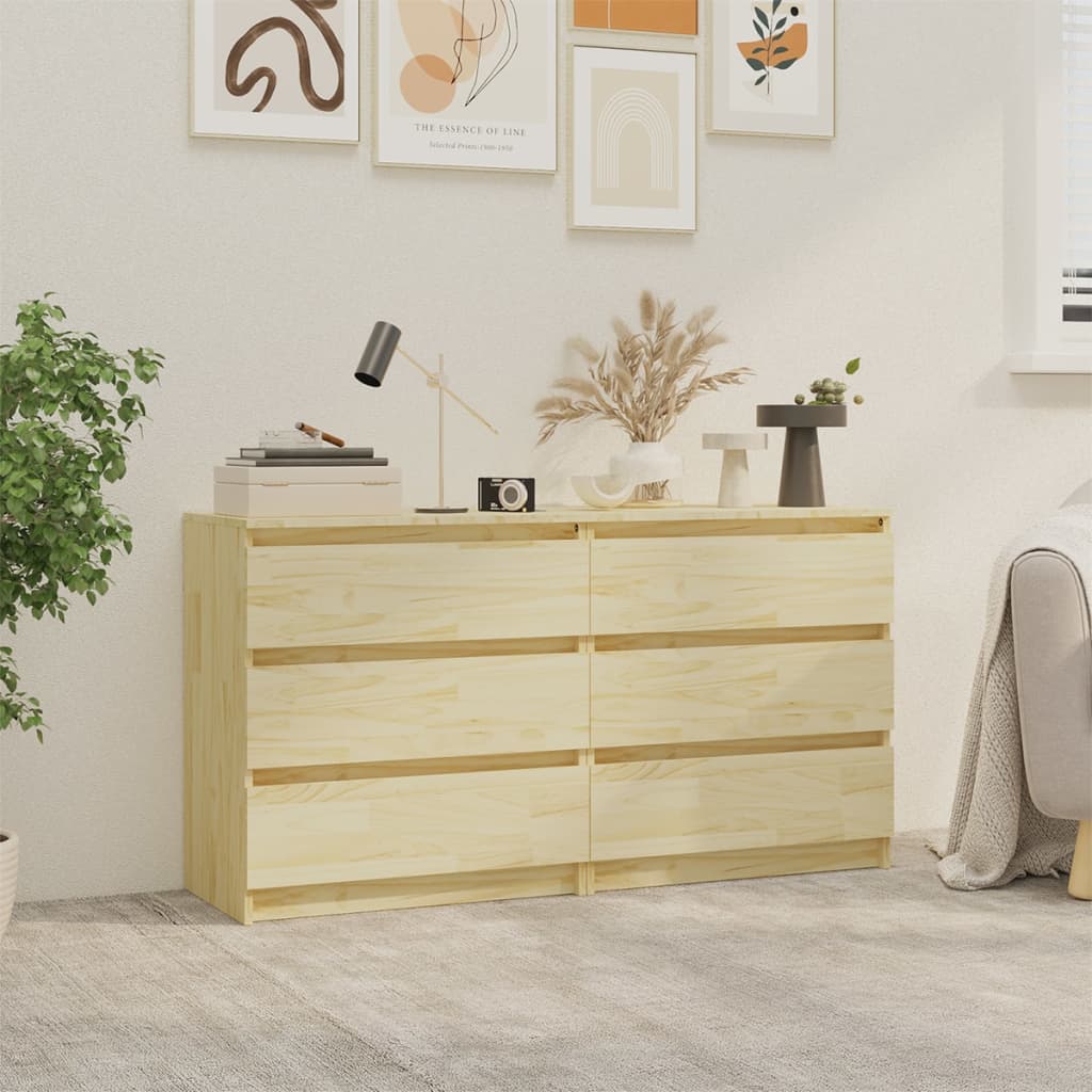 vidaXL Bedside Cabinets 2 pcs 60x36x64 cm Solid Pinewood - Bedside Table