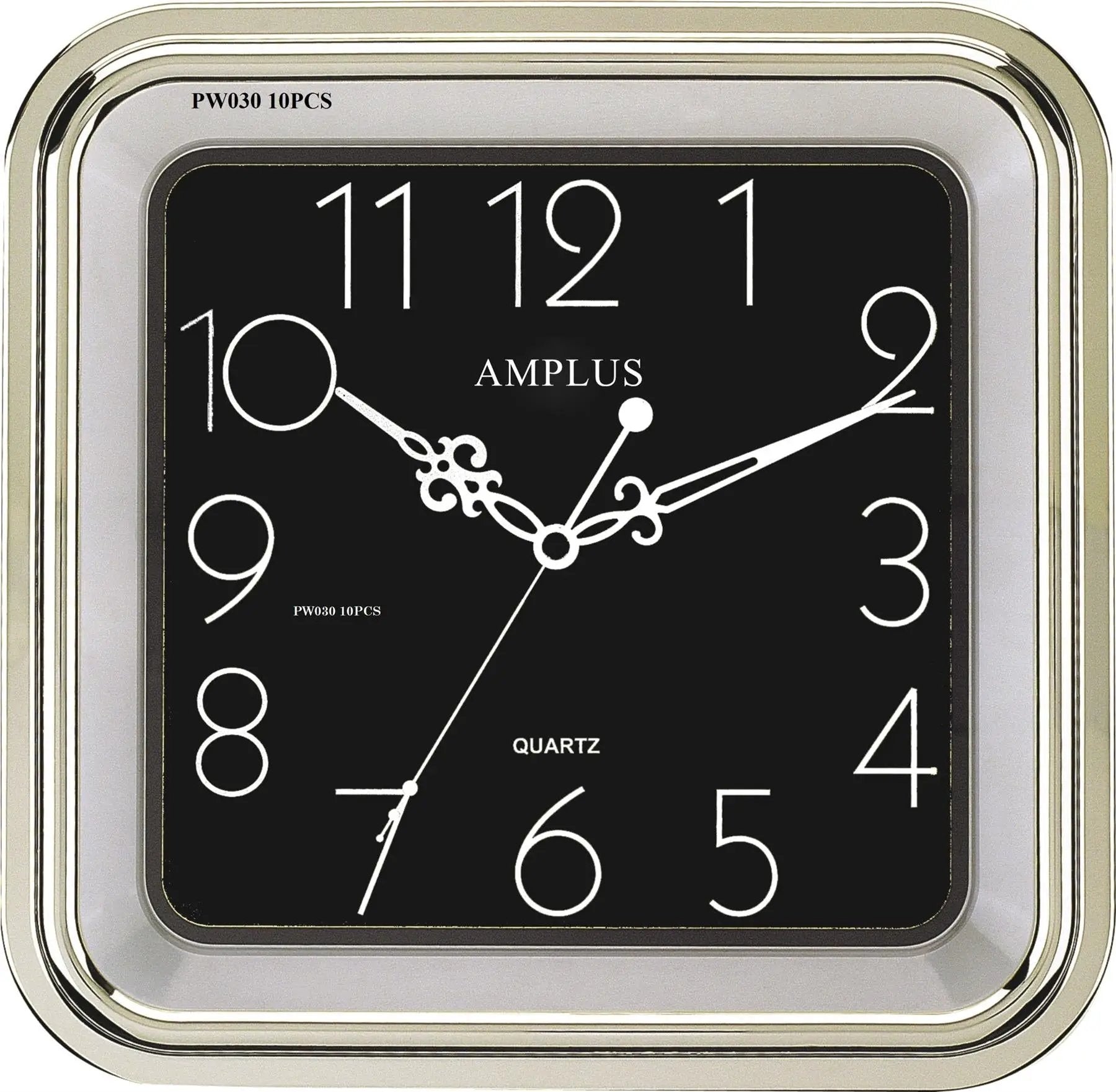 Amplus Amplus Square Silver with Black Face Wall Clock PW030S - Clock