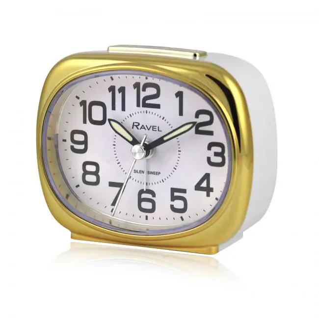 Ravel Ravel Small sized pillow shaped Bedside Quartz Alarm Clock - White / Gold RC040.42 - Clock